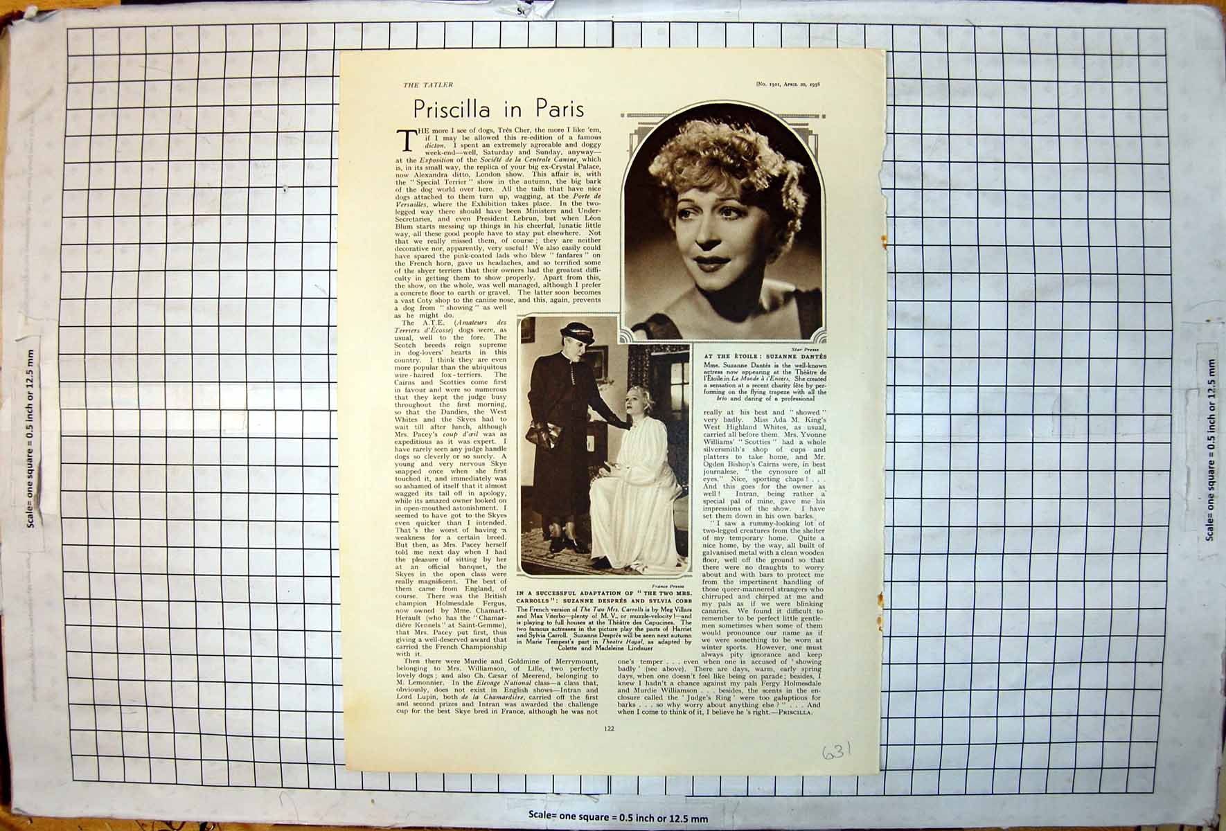 Antique Old Print Suzanne Dantes Le Monde A T'Envers Despres Sylvia Cobb 1938