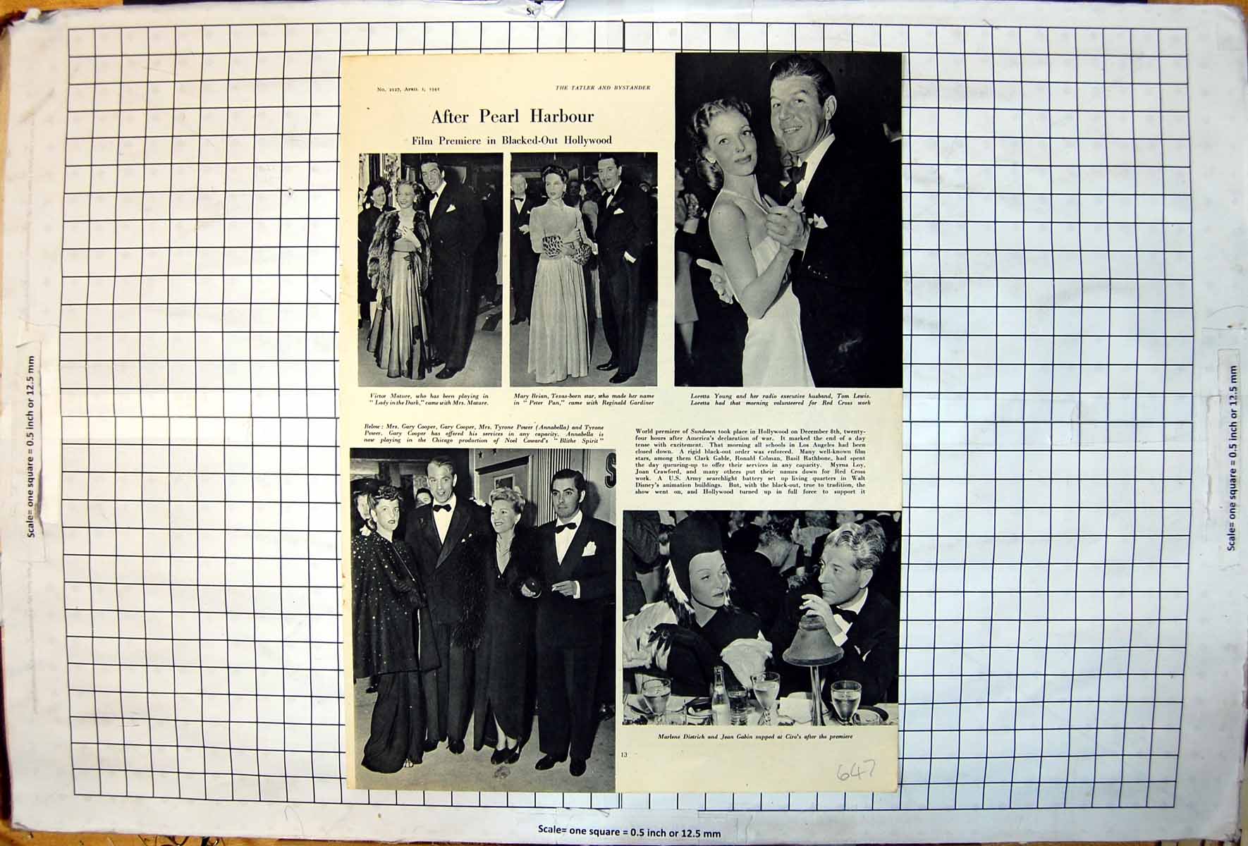 Antique Print Loretta Young Gary Cooper Tyrone Power Marlene Dietrich 1942 20th