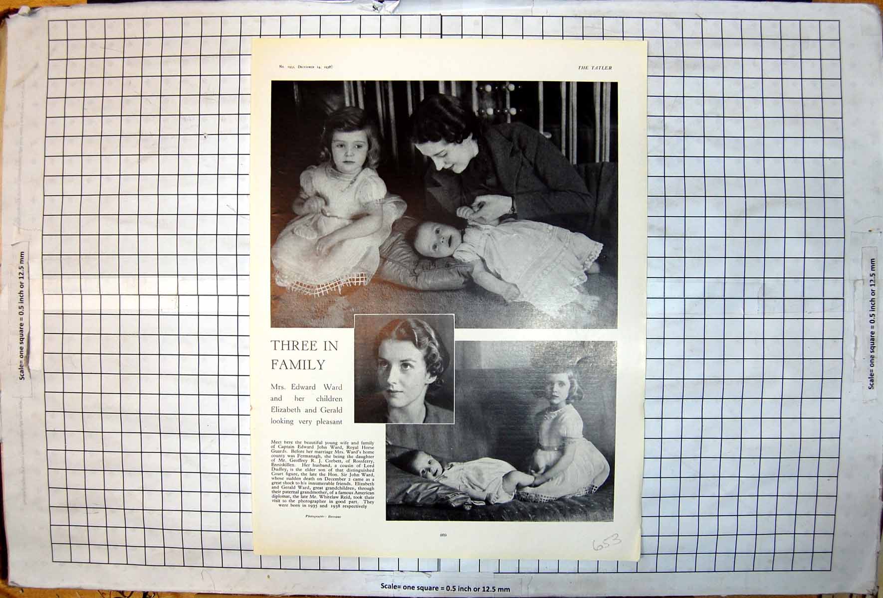 Old Print Mrs Edward Ward Elizabeth Gerald Children Wife Captain Ej 1938 20th