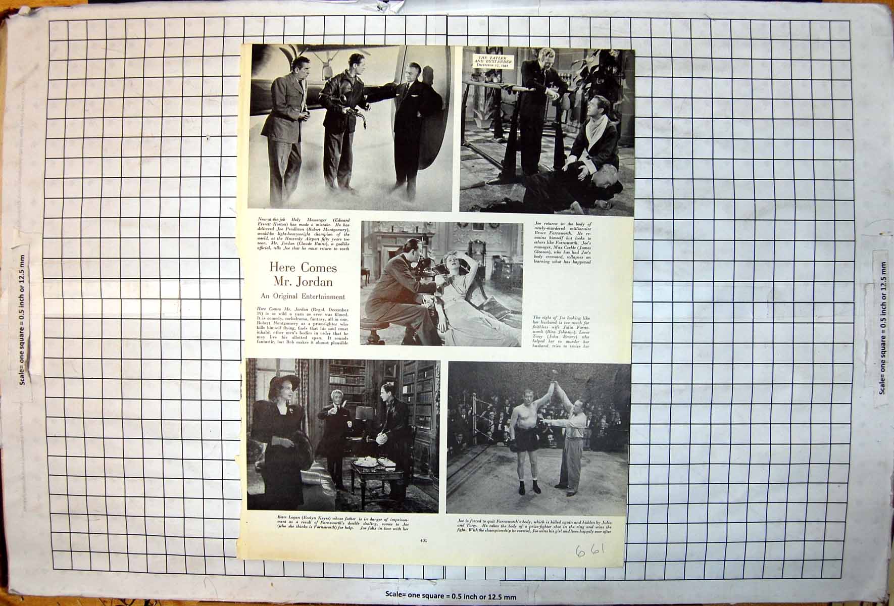 Antique Old Print Mr Jordan Robert Montgomery Claude Rains Rita Johnson 1941