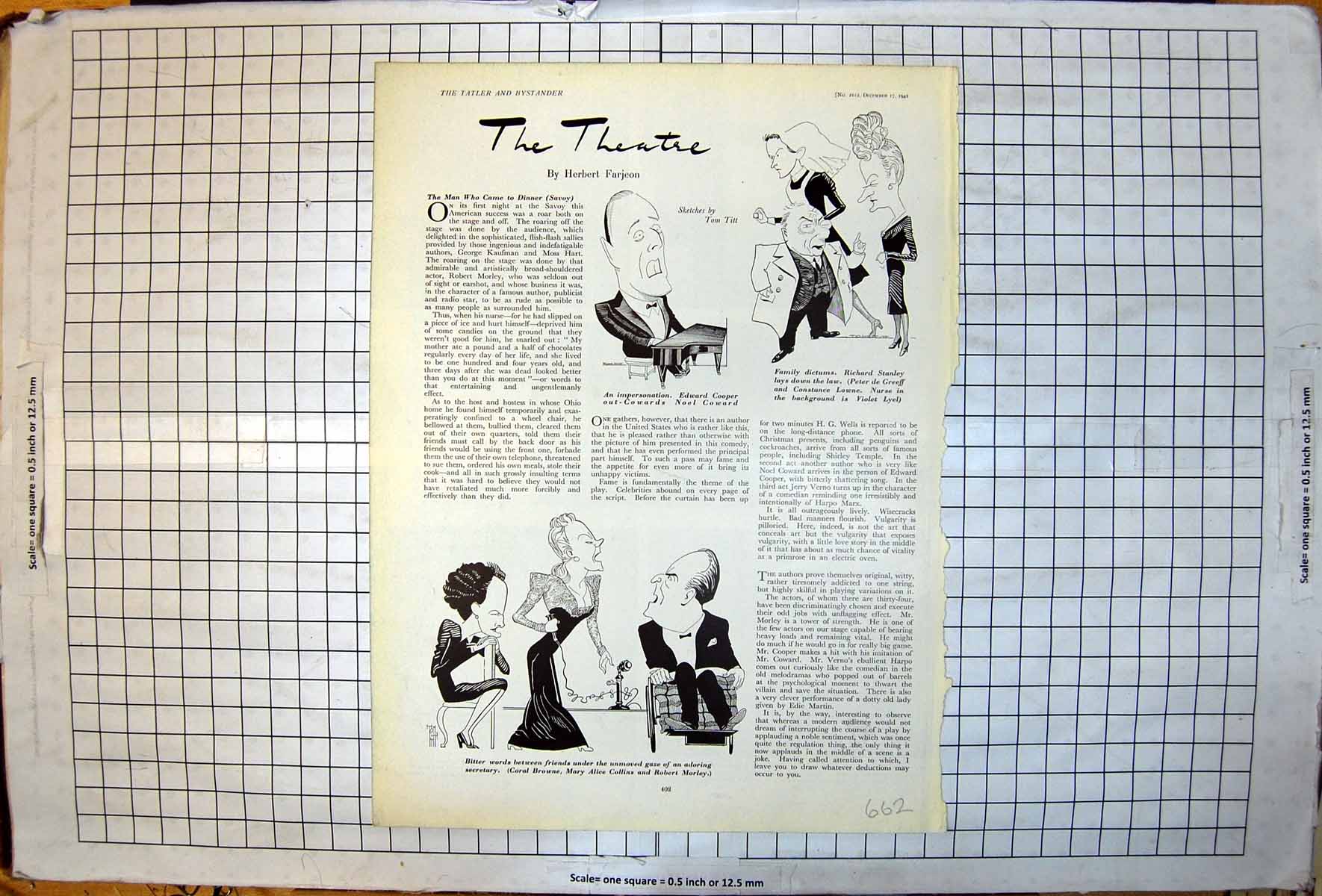 Old Tom Titt Caricature Theatre Peter De Greeff Constance Lowne 1941 20th