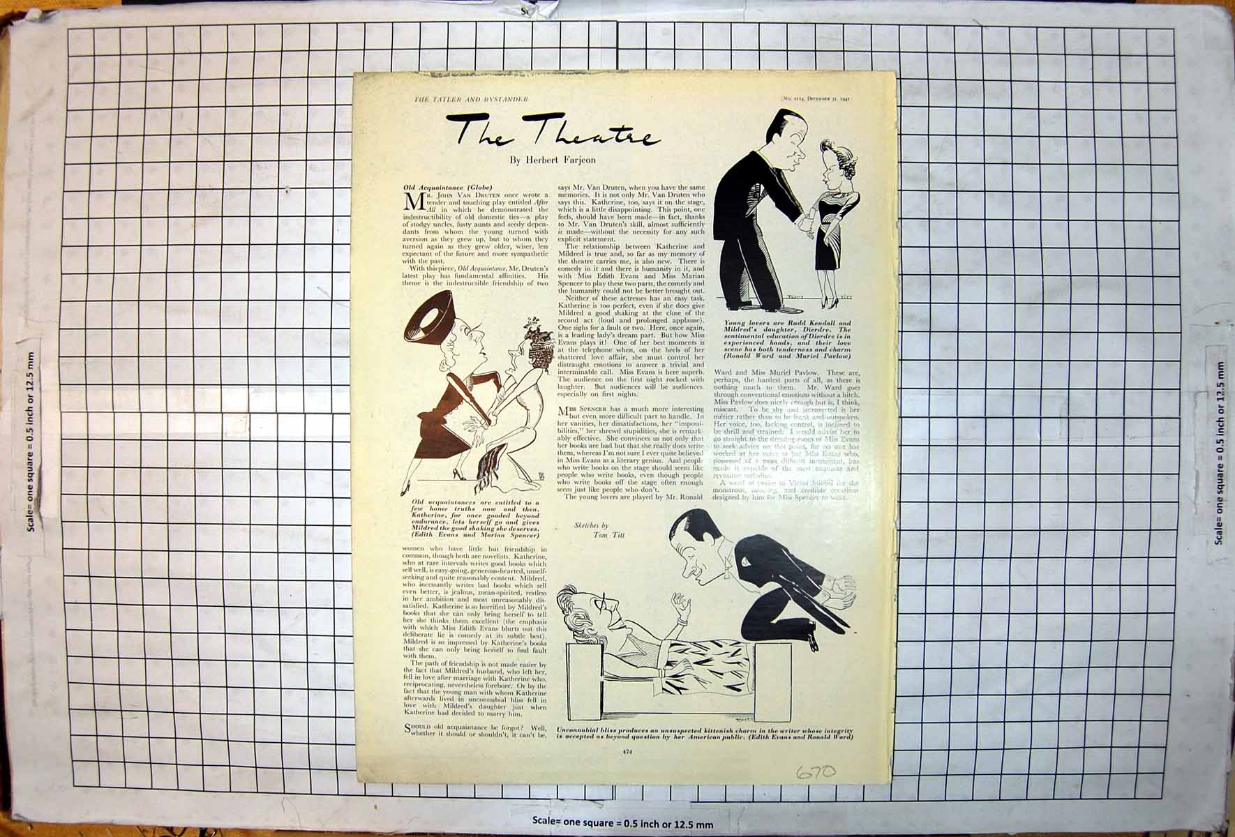 Old Tom Titt Caricature Theatre Edith Evans Ronald Ward M Spencer 1941 20th