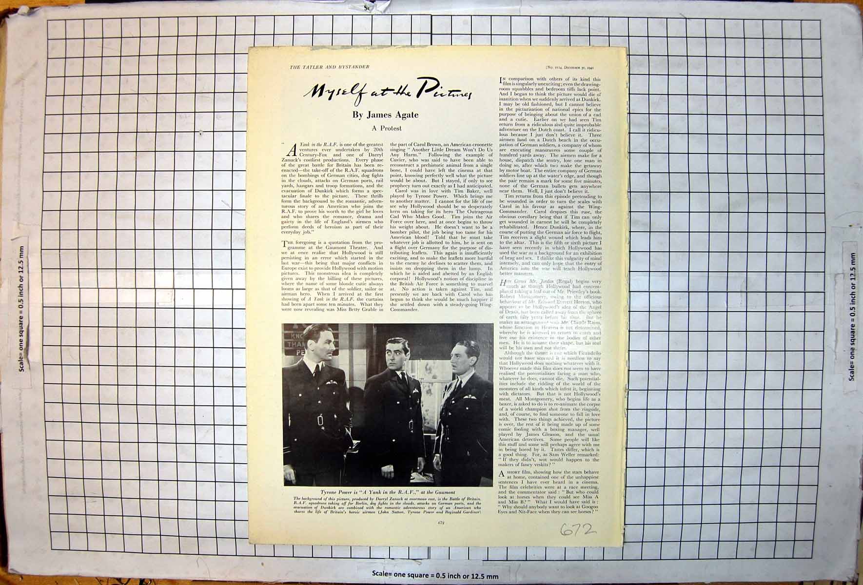 Antique Old Print Tyrone Power John Sutton Reginald Gardiner Yank RAF 1941 20th