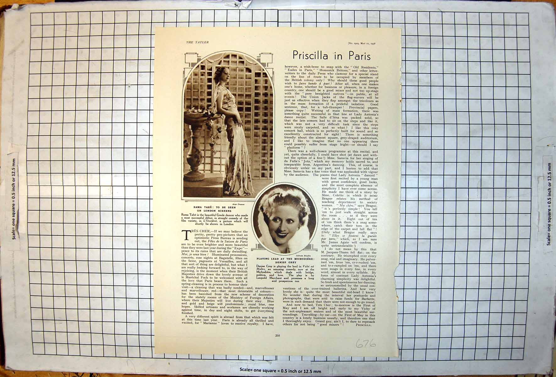 Antique Old Print Rama Tahe Creole Dancer Denise Grey Lead Michodiere 1938 20th