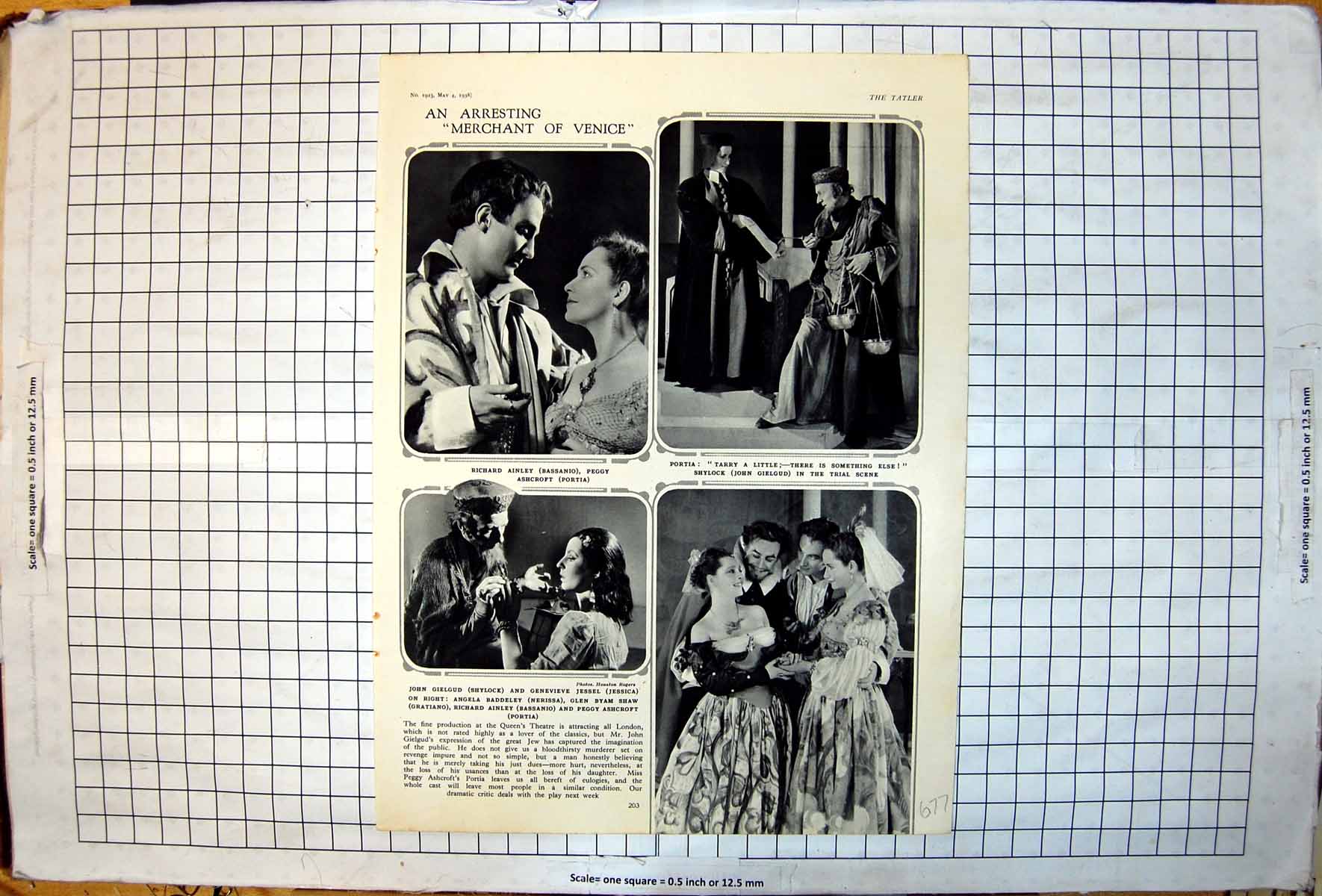 Old Print Merchant Venice Richard Ainley Peggy Ashcroft John Gielgud 1938 20th