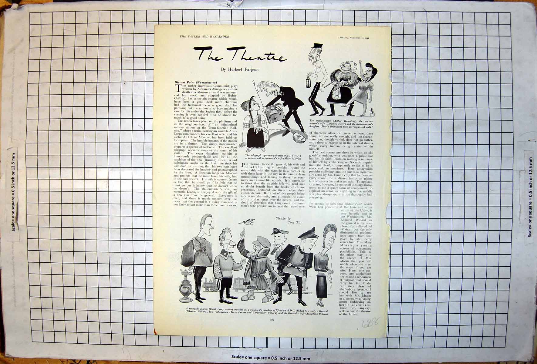 Old Tom Titt Caricature Theatre Guy Verney Mary Morris Esme Percy 1941 20th