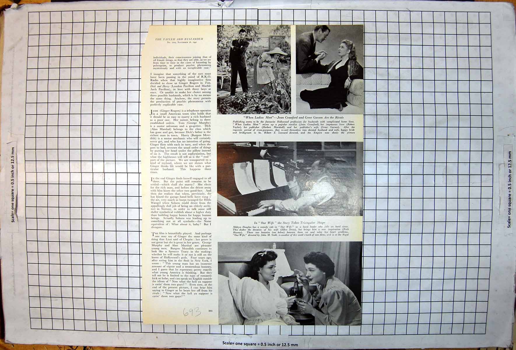 Antique Old Print Joan Crawford Greer Garson Melvyn Douglas Ellen Drew 1941