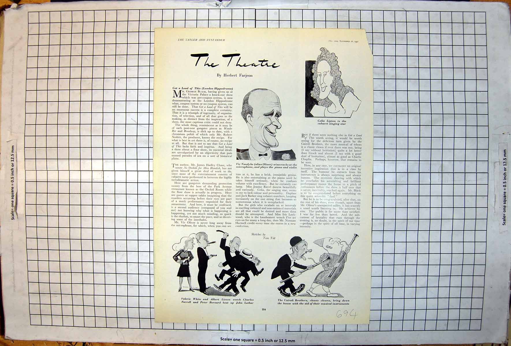 Old Tom Titt Caricature Theatre Vic Vandyke Celia Lipton Cairoli 1941 20th