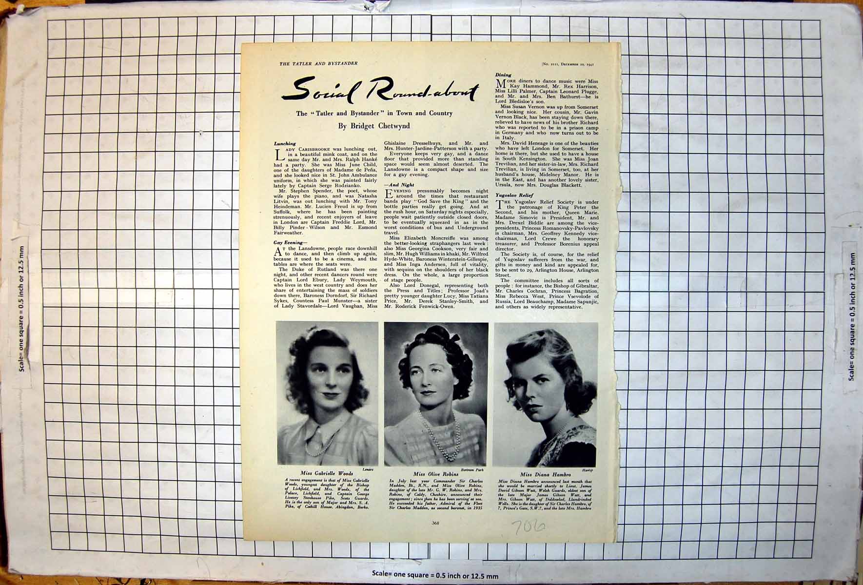 Old Social Rounds Miss Gabrielle Woods Olive Robins Diana Hambro 1941 20th
