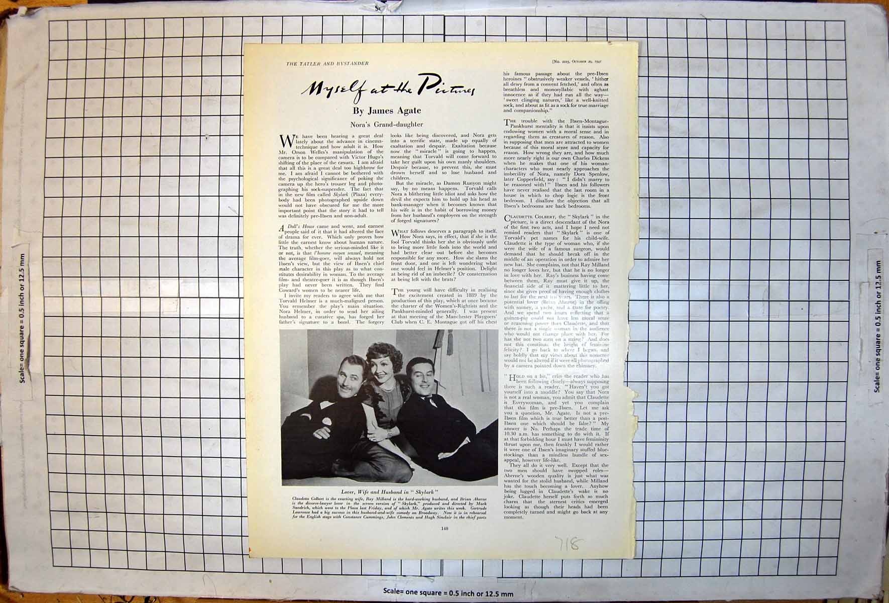 Antique Print Skylark Claudette Colbert Ray Milland Brian Aherne Lover 1941