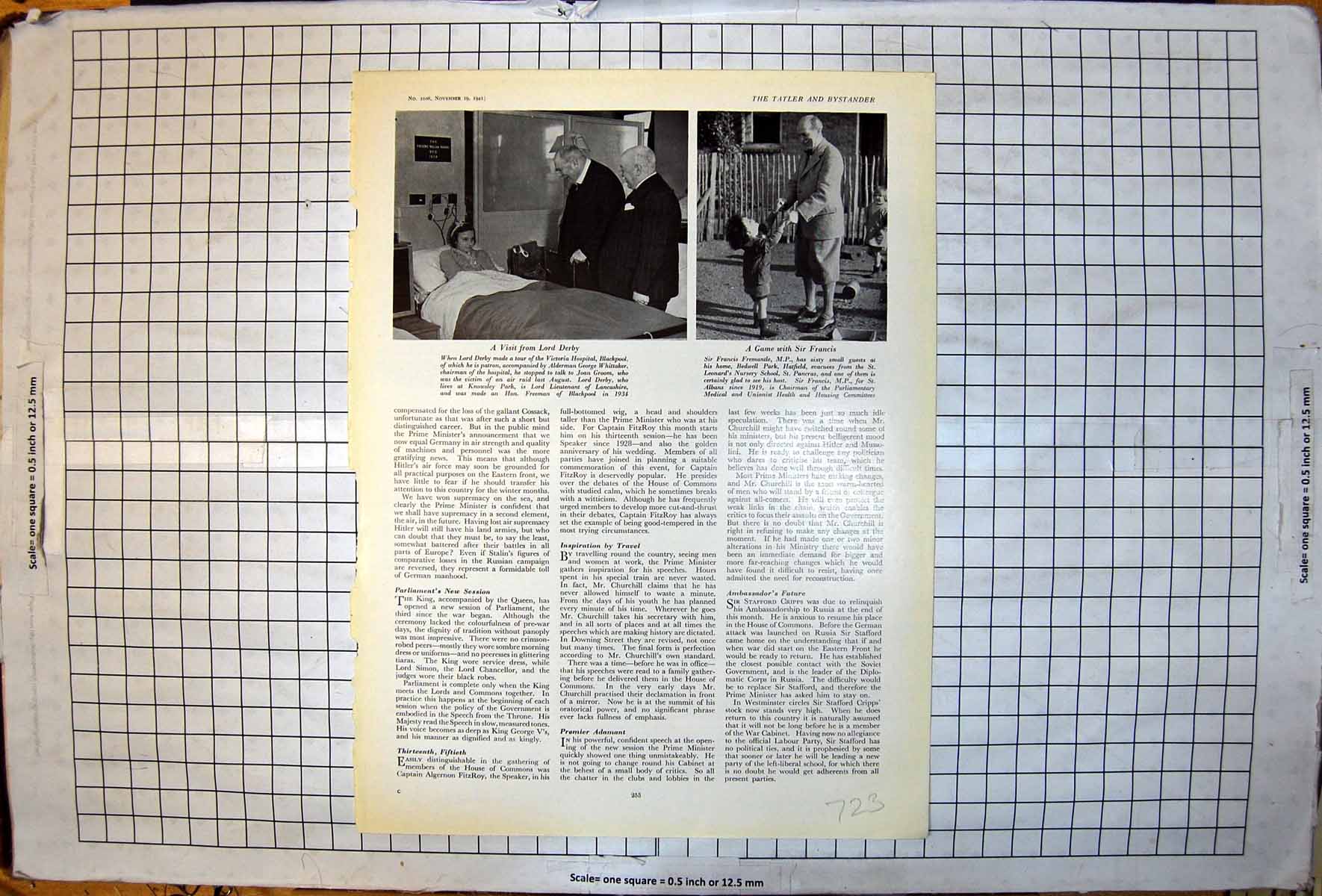 Old Print Lord Derby Visits Victoria Hospital Sir Francis Freemantle Party 1941