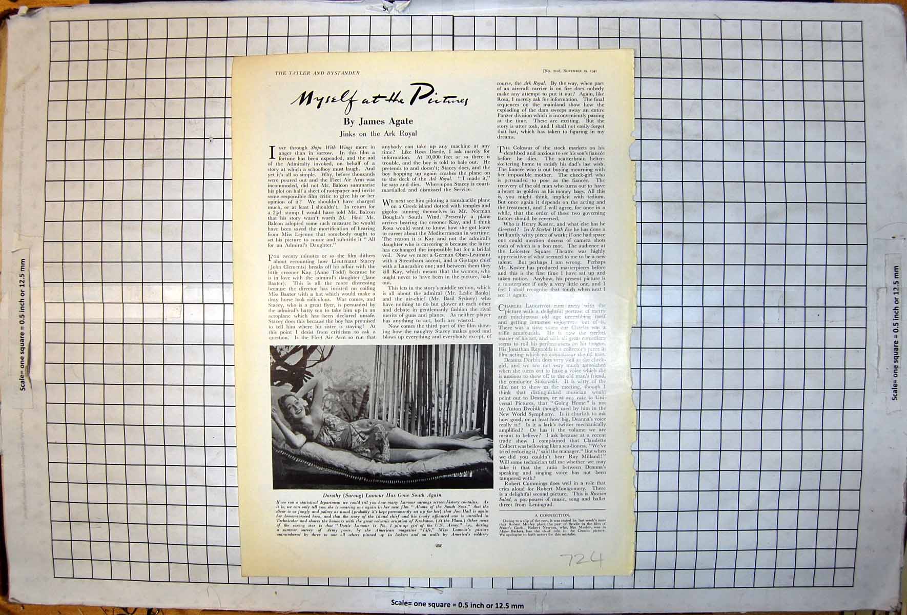 Antique Old Print Dorothy Lamour Sarong Aloma South Seas Film Set Bamboo 1941