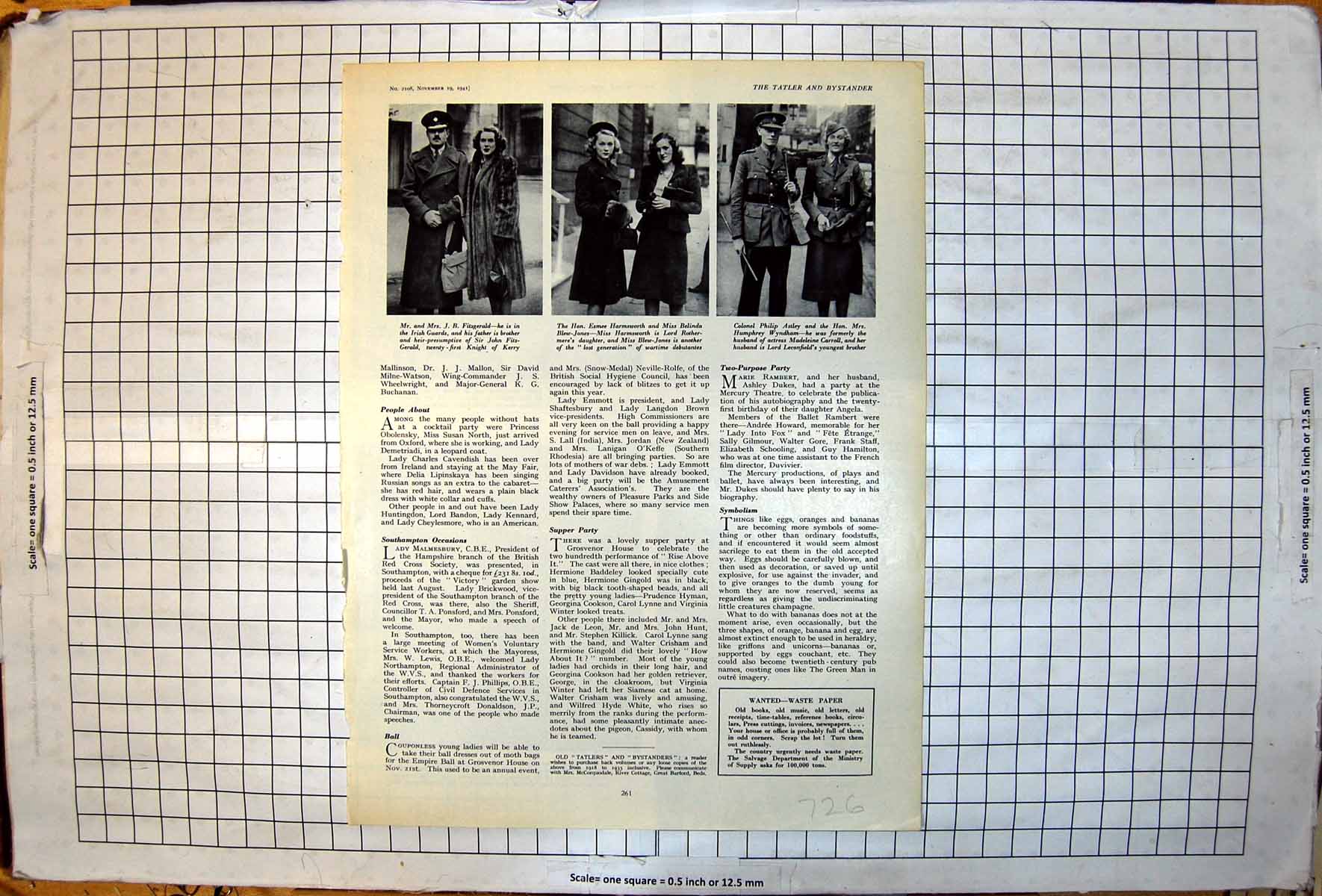 Old Print Jb Fitzgerald E Harmsworth B Blew-Jones P Astley Fur Coat 1941 20th