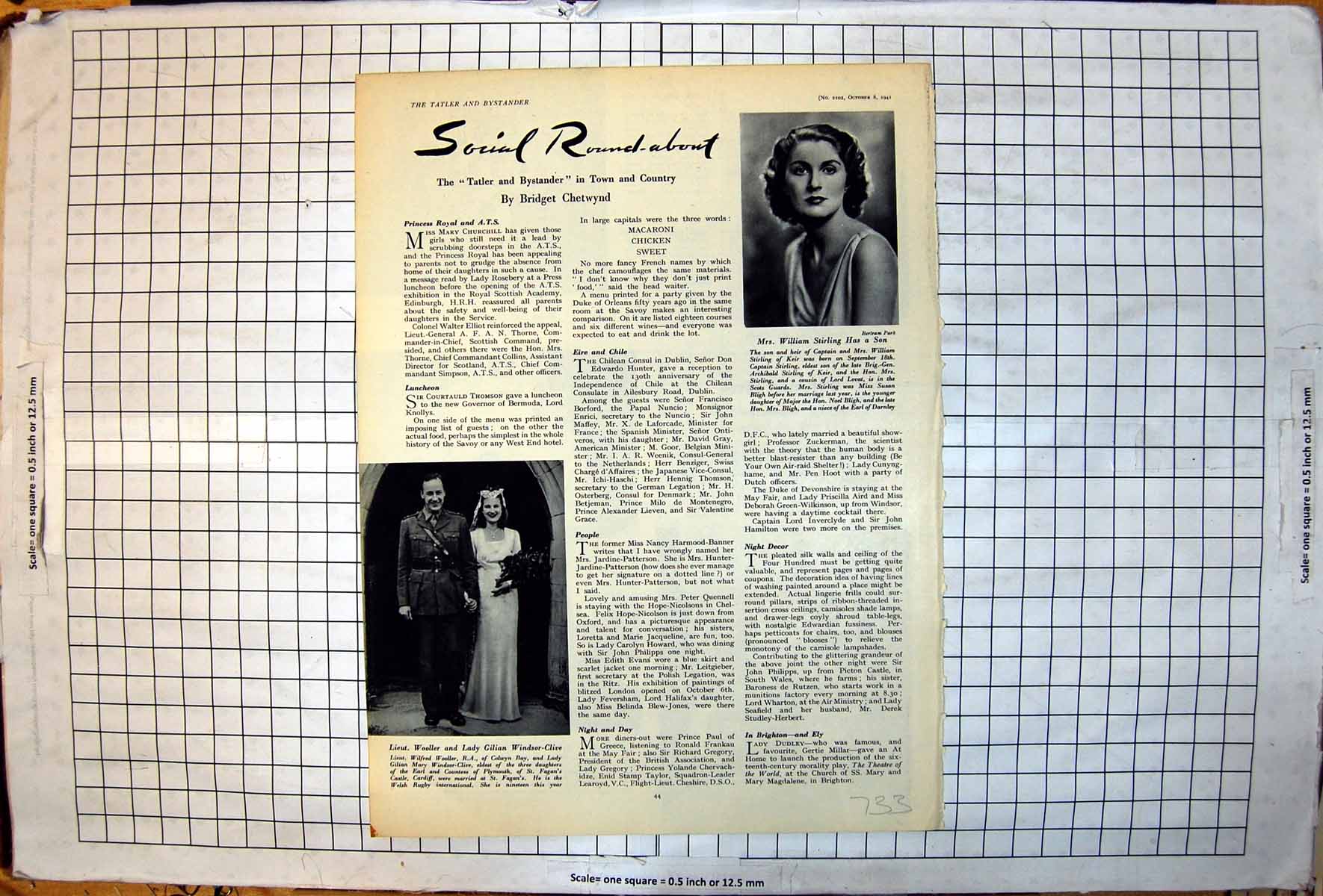 Old Mrs William Stirling Portrait Lt Wooler Lady Windsor-Clive Wed 1941 20th