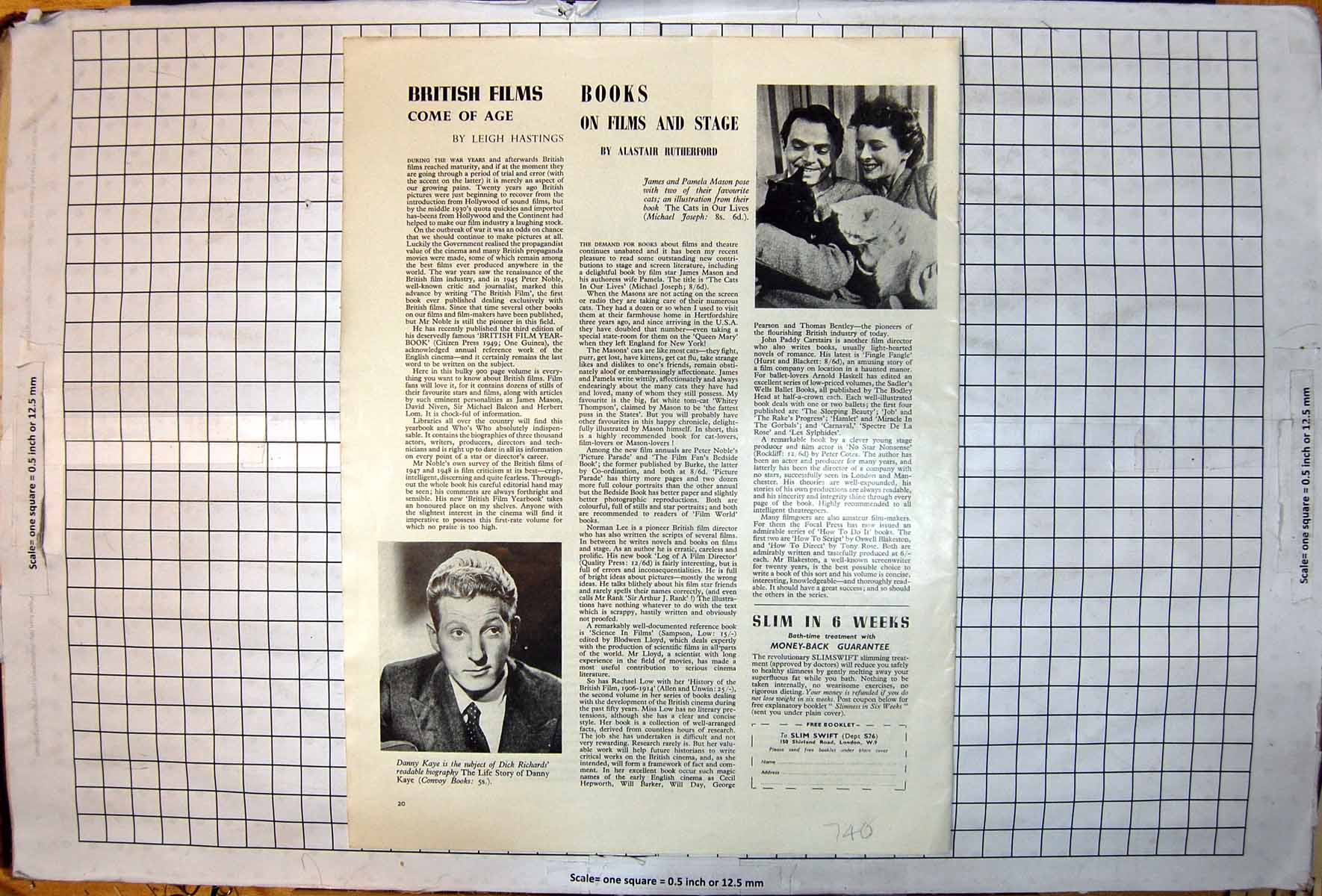 Old Antique Print Danny Kaye Biography Review James Pamela Mason Two Cats