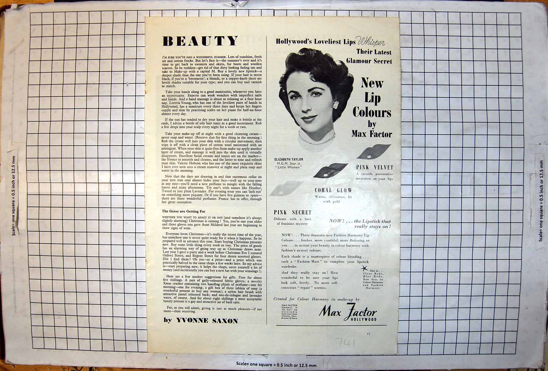 Antique Old Print Max Factor New Lip Colours Advertisement Pink Secret Velvet