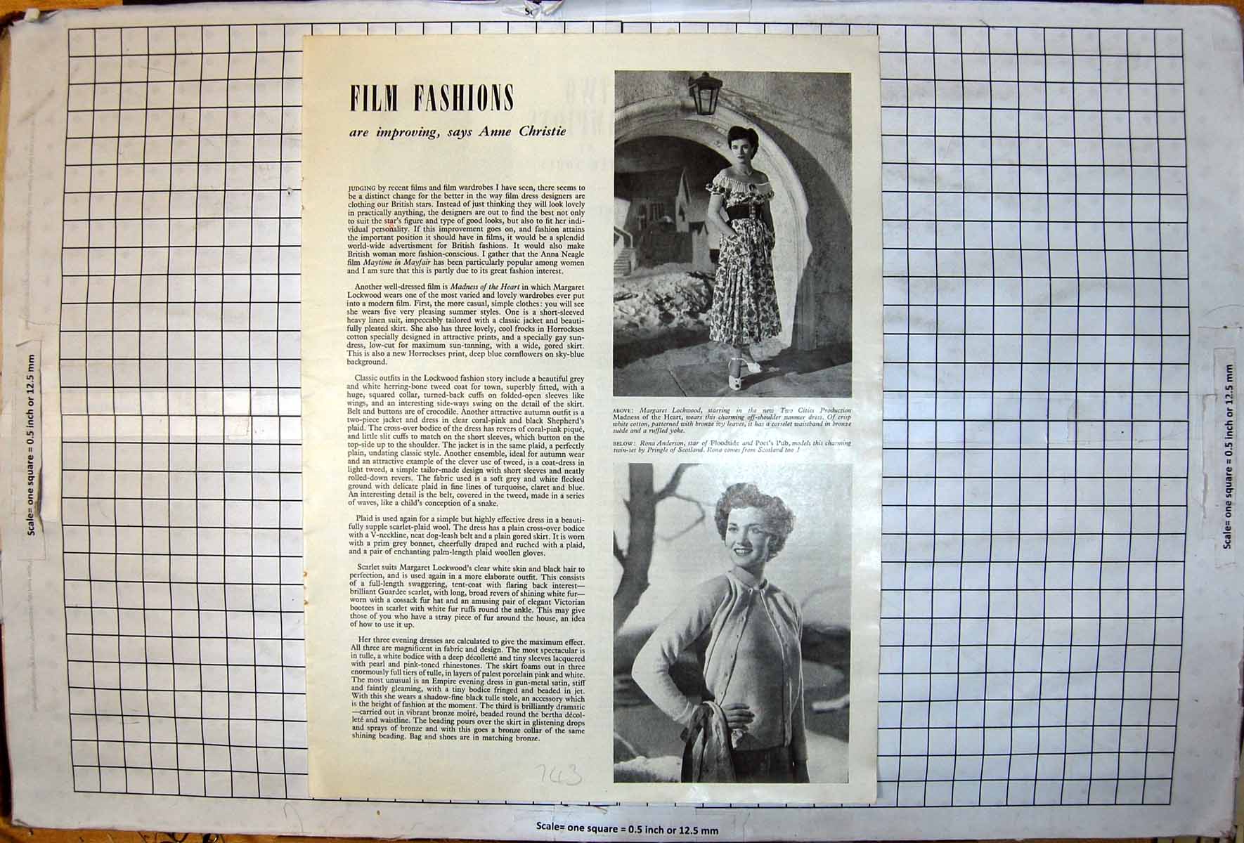 Old Print Margaret Lockwood Film Fashion Off Shoulder Dress Rona Anderson