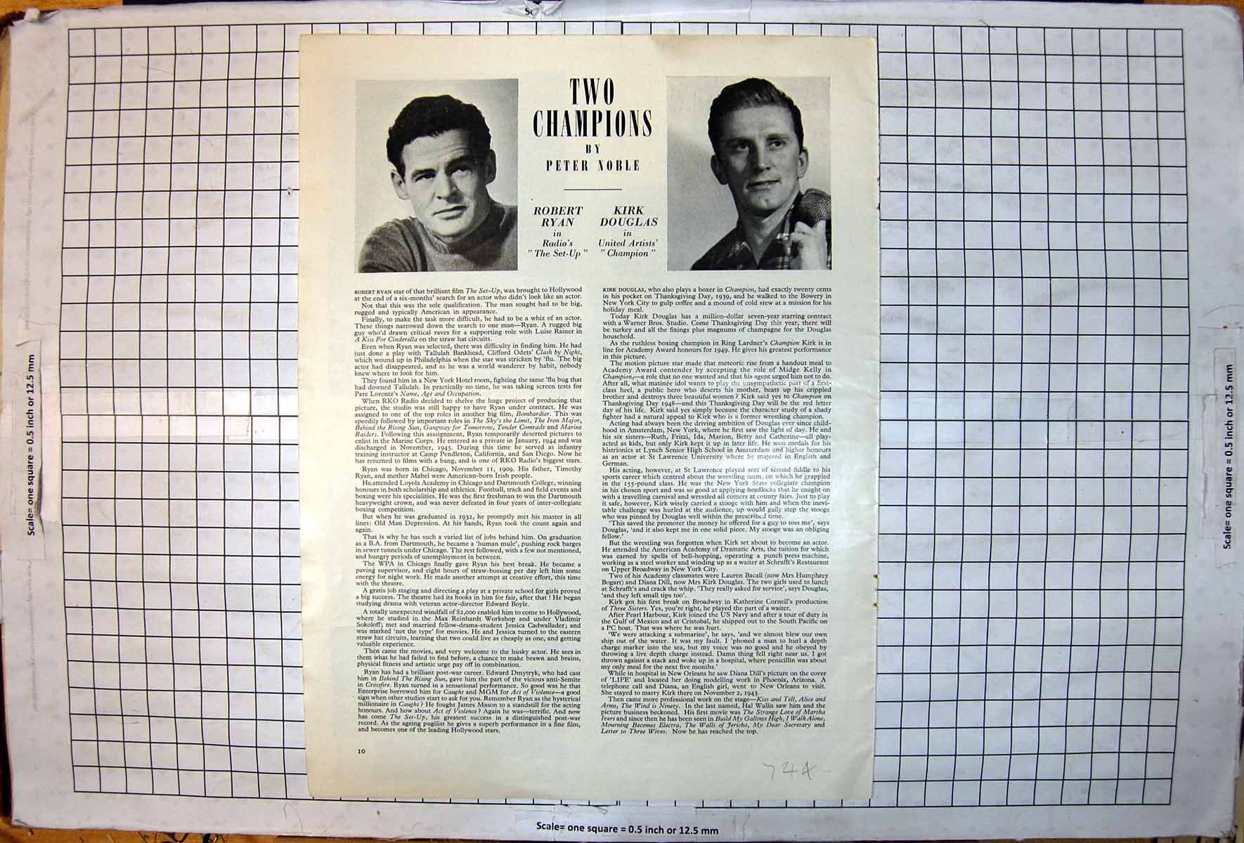 Old Print Robert Ryan Radio The Set Up Kirk Douglas Champion Dimpled Chin
