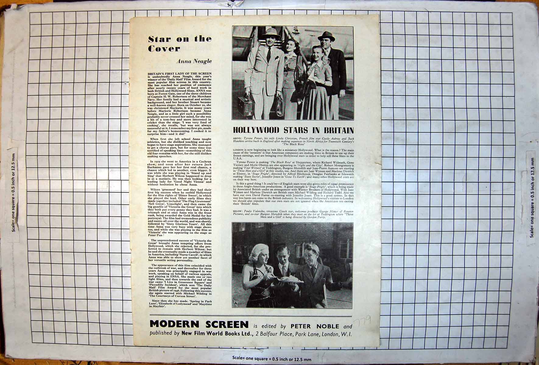 Antique Old Print Tyrone Power Wife Cecile Aubrey Jack Hawkins Paula Valenska