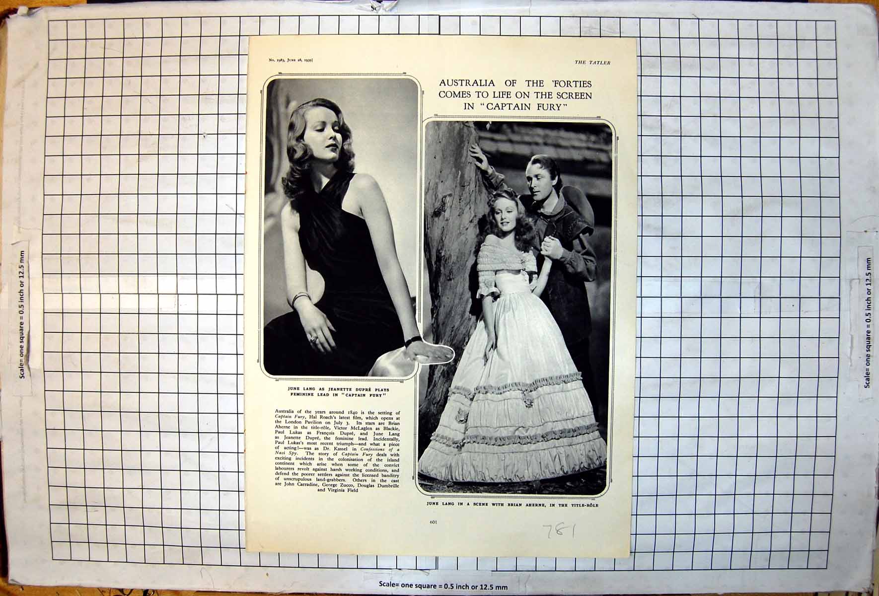 Old Print June Lang Lead Captain Fury Brian Aherne Title Role Scenes 1939 20th