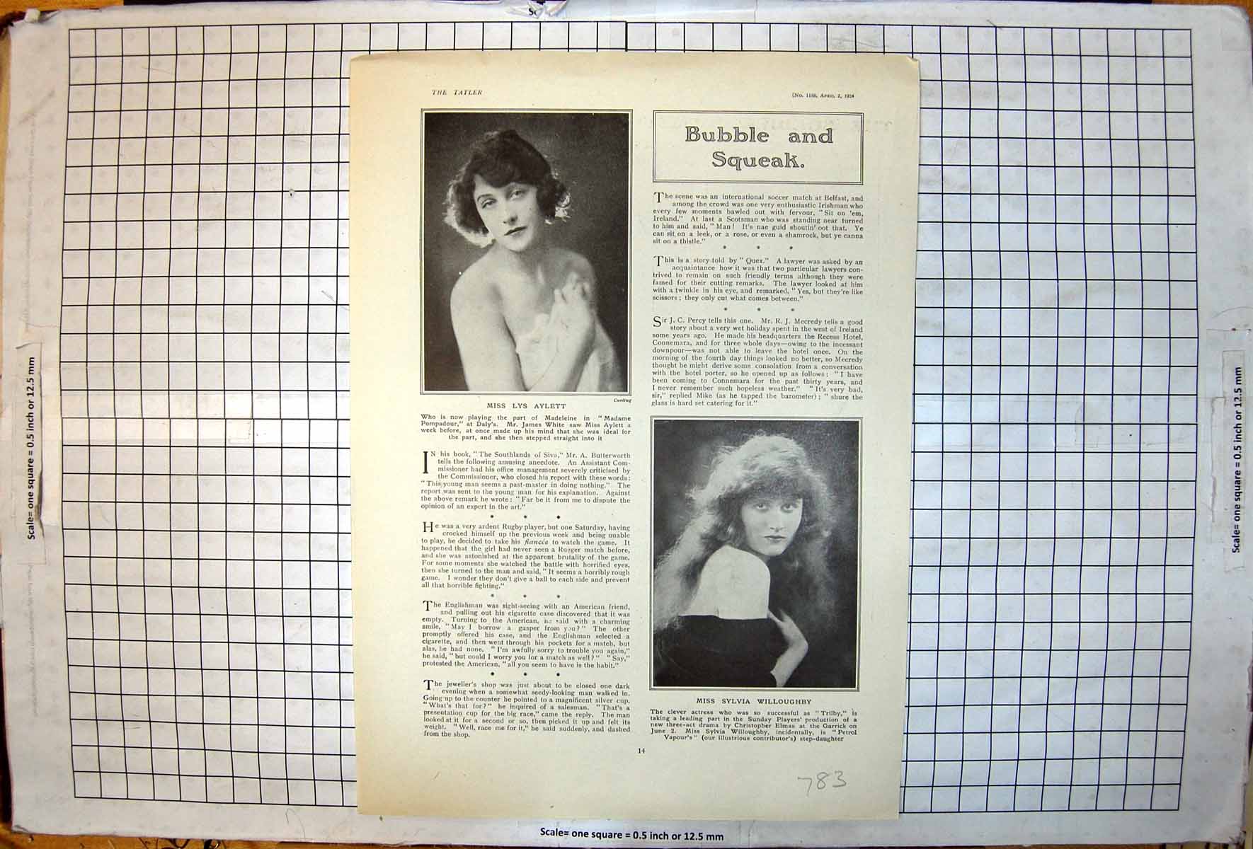 Antique Old Print Miss Lys Aylett In Madame Pompadour Sylvia Willoughby 1924