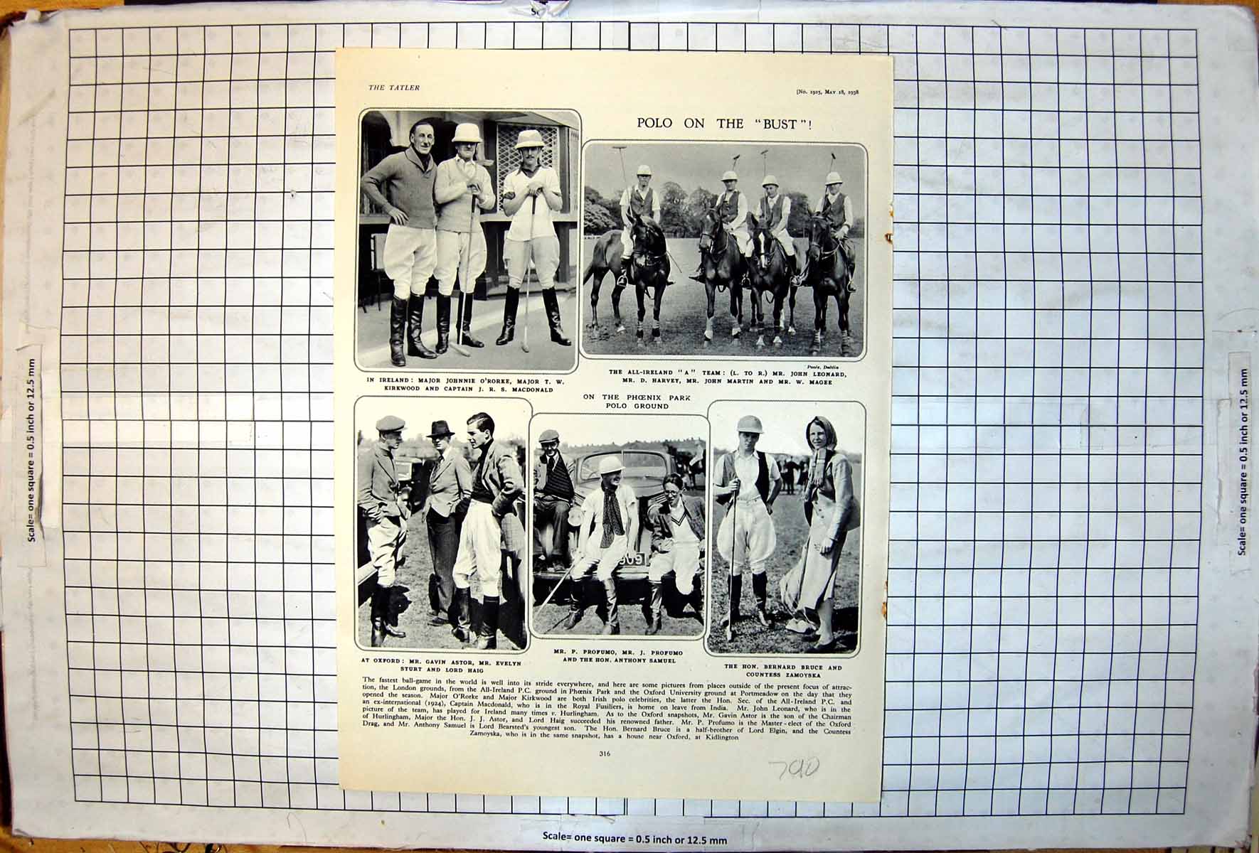 Old Print Polo Phoenix Park Ground All Ireland A Team Ponies Players 1938 20th