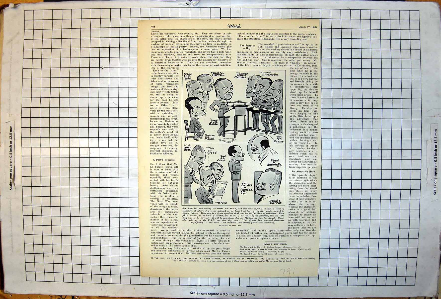 Old Fred May Drawing Caricatures Royal Air Force Coastal Defence 1940 20th