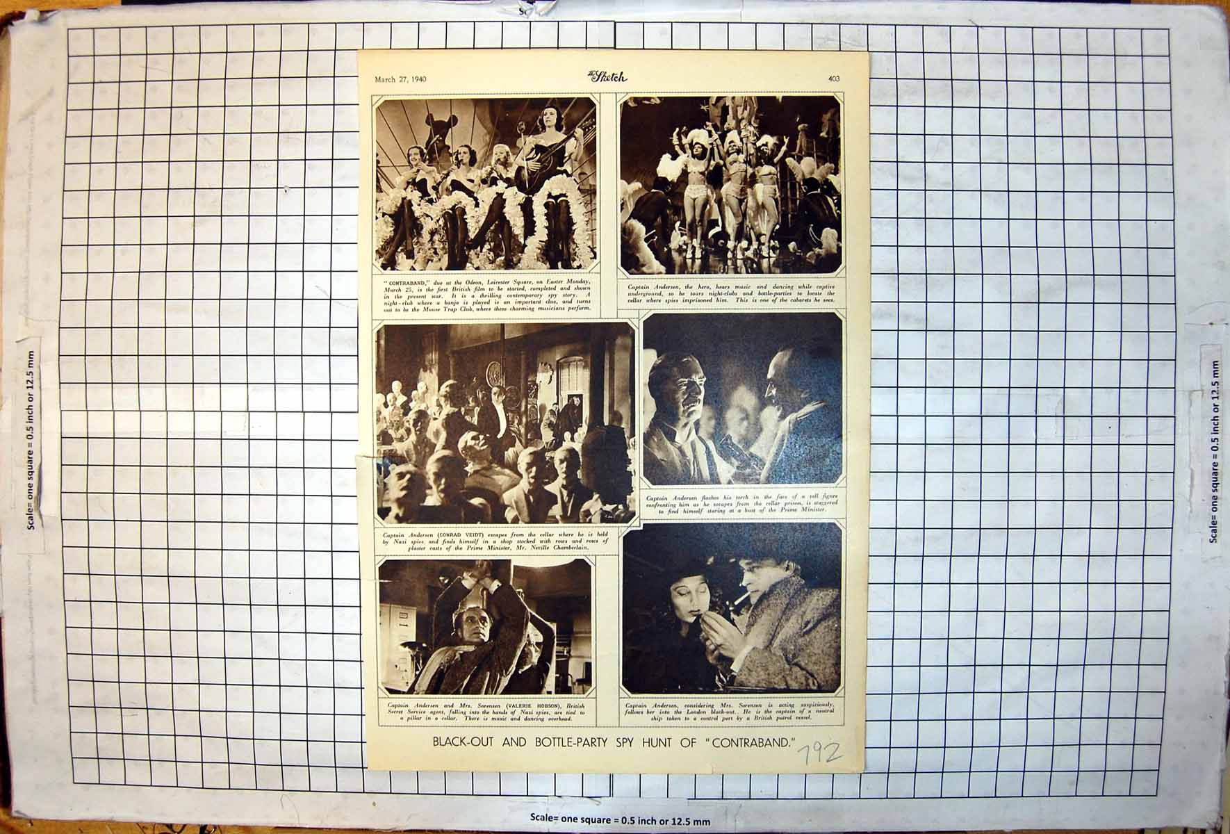 Antique Print Contraband Scenes Spy Story Conrad Veidt Valerie Hobson 1940 20th