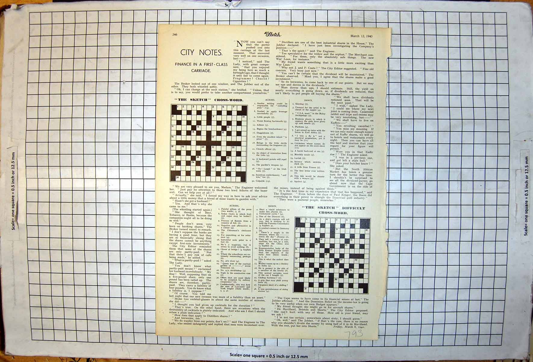 Antique Print The Sketch Crossword And Difficult Crossword No Answers 1940 20th