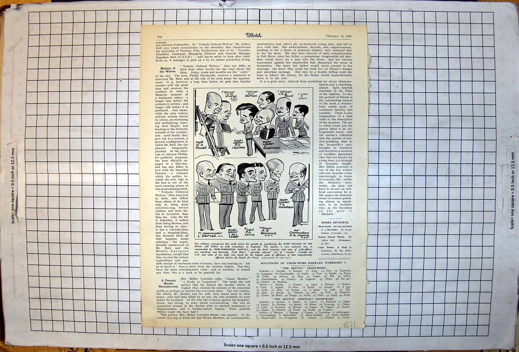 Old Print Fred May Drawing Caricatures Staff College Royal Air Force 1940 20th