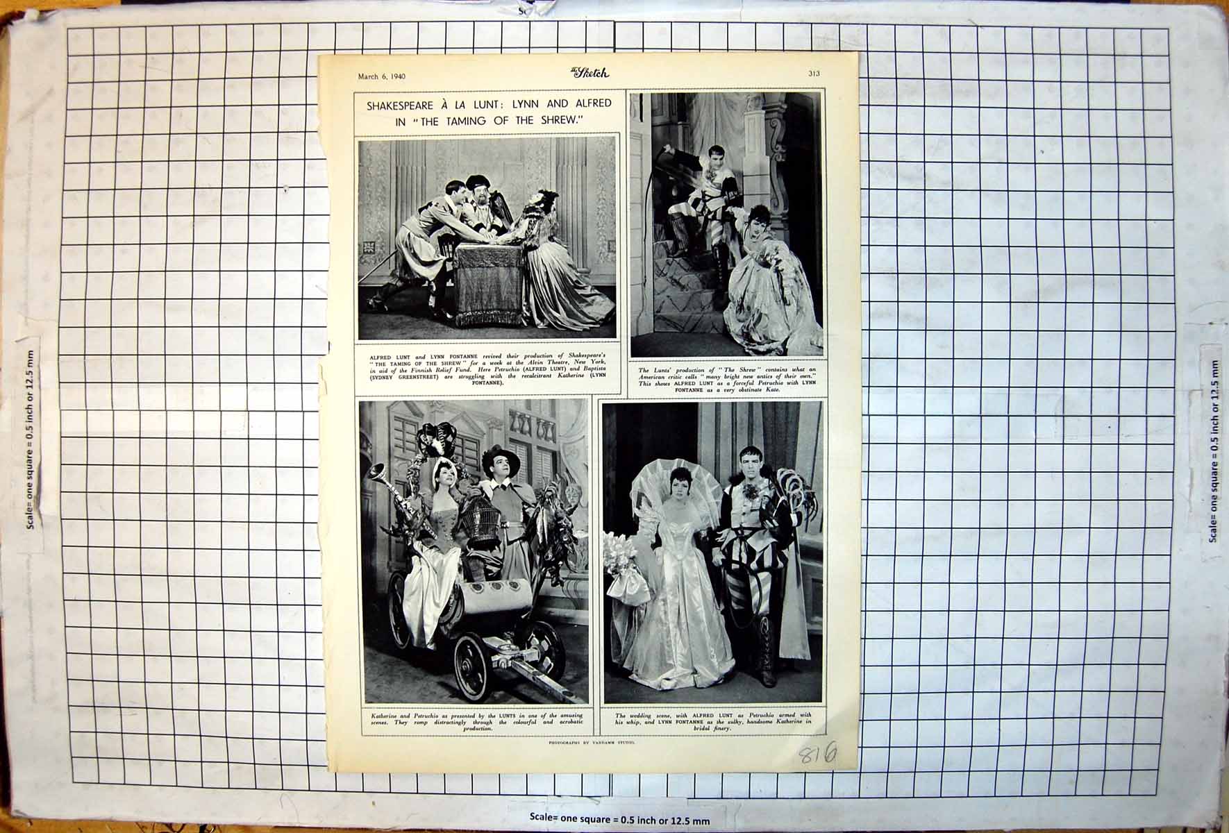 Antique Print Alfred Lunt Lynn Fontanne Shakespeares Taming The Shrew 1940 20th