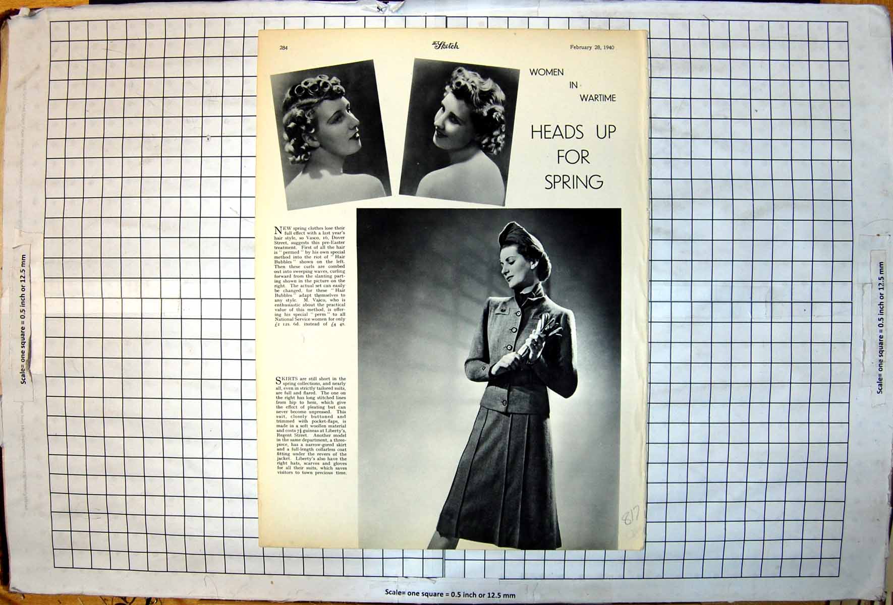 Antique Old Print Adverts Spring Hair Styles Perms Liberty'S Skirt Suit 1940