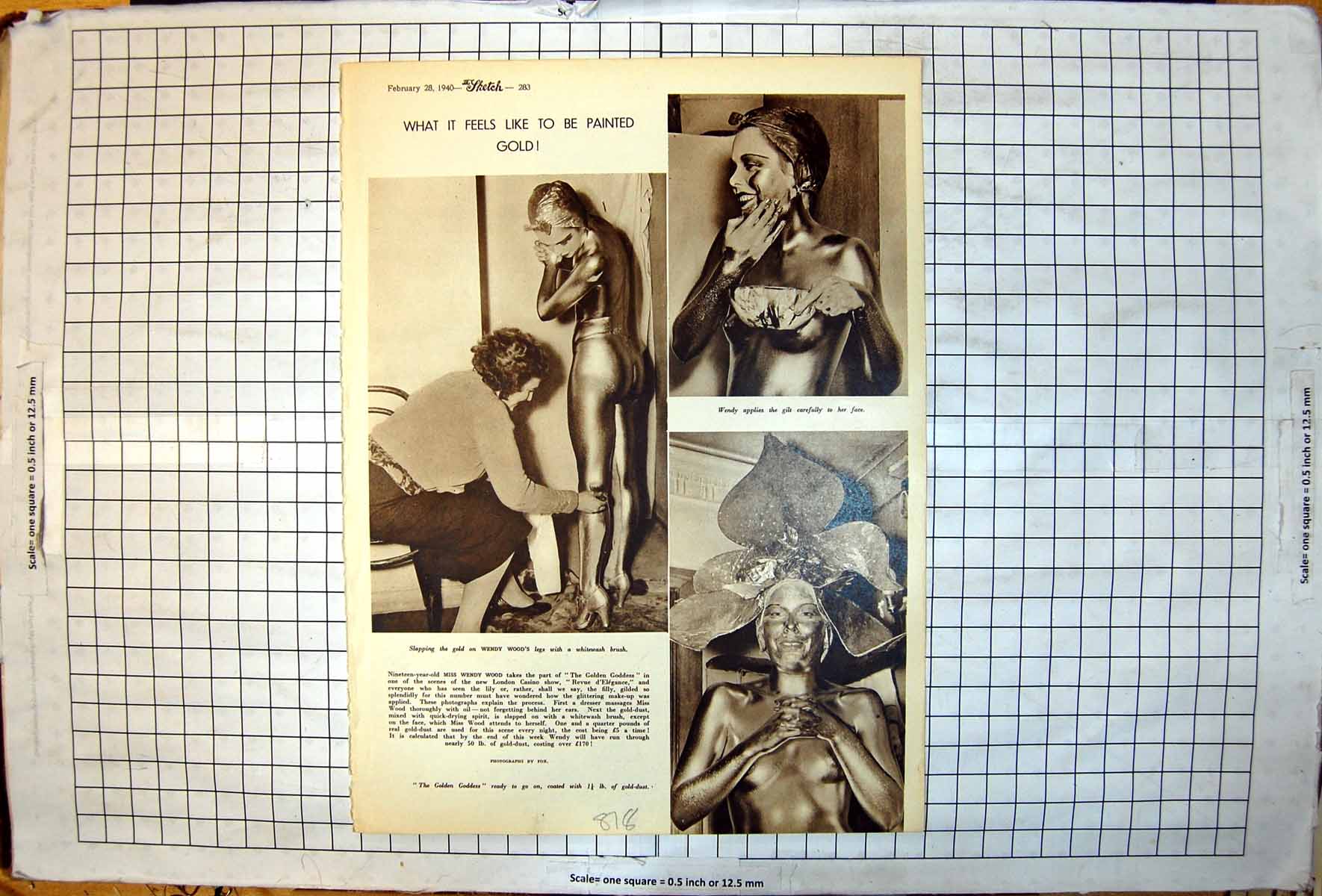 Antique Old Print Miss Wendy Wood Being Covered GPaint Revue D'Elegance 1940