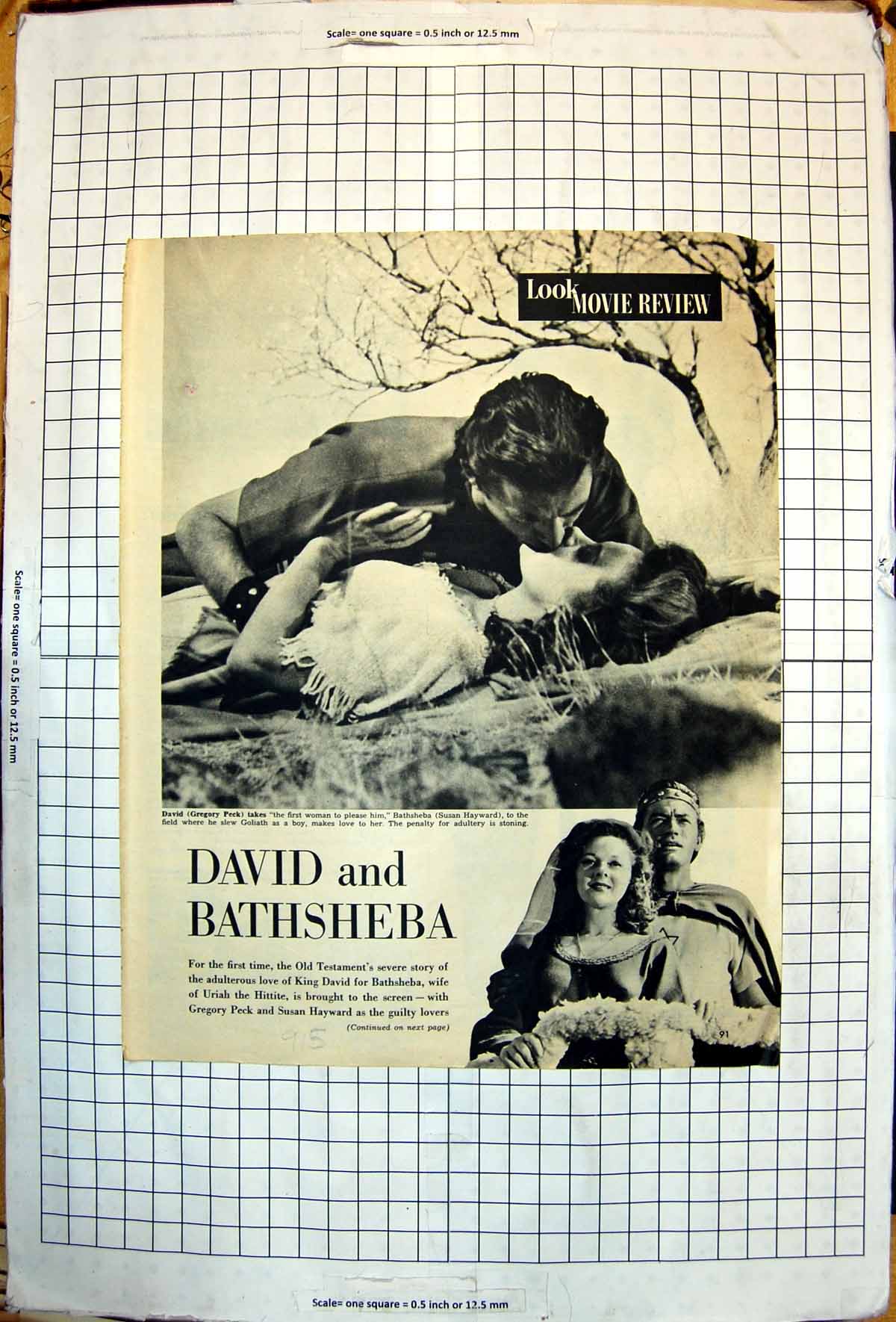 Old Antique Print Gregory Peck Susan Hayward David Bathsheba Kieron Moore