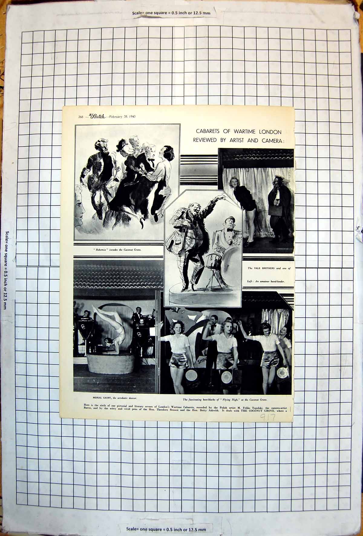 Old Print Cabarets Wartime London Bohemia Coconut Grove Dick Hurran 1940 20th