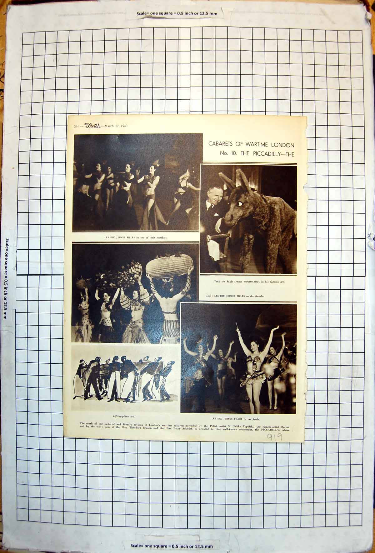 Antique Print Cabarets Wartime London Piccadilly Les Dix Jeunes Filles 1940