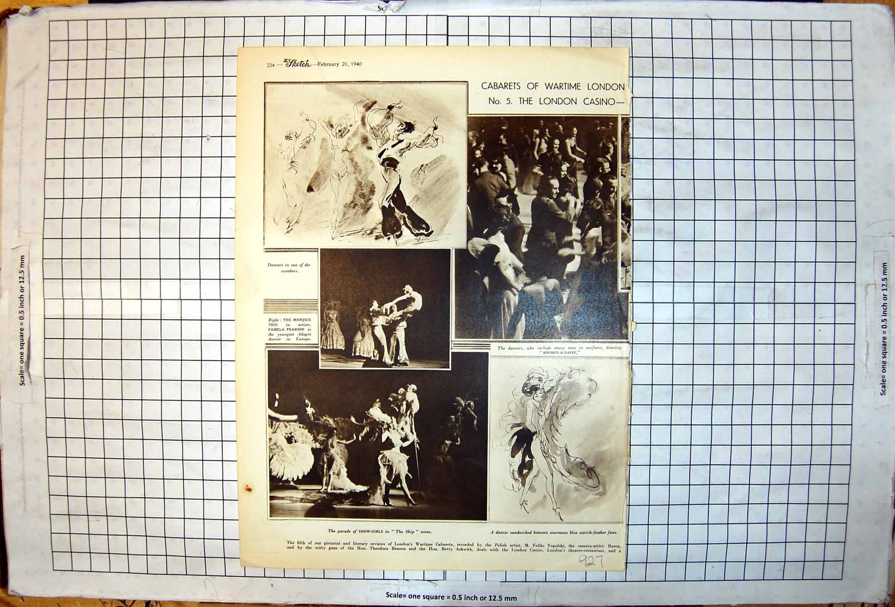 Antique Old Print Cabarets Wartime London Casino Marquis Trio Show Girls 1940