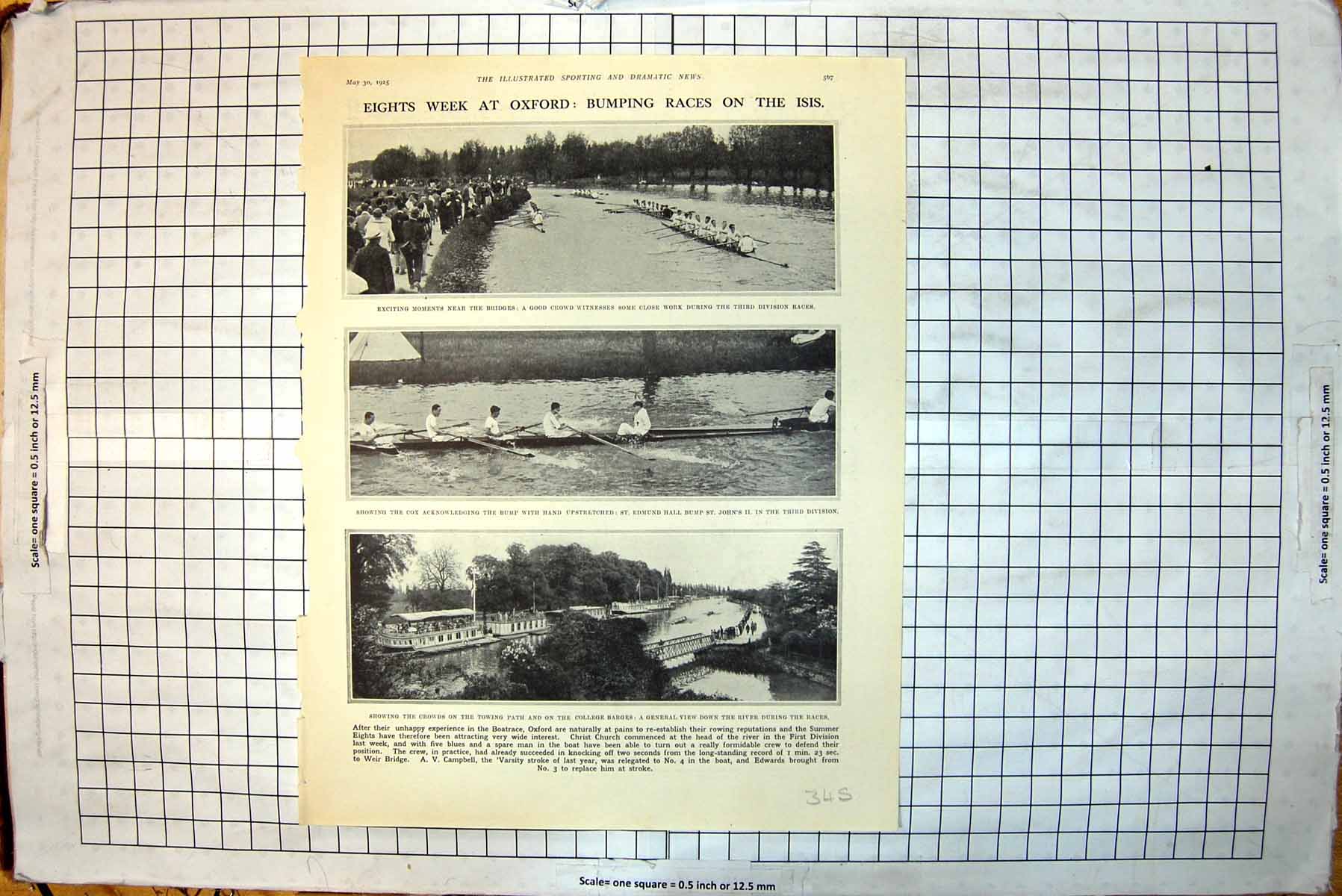 Antique Print Oxford Races Isis W Pharazyn Cambridge Sir Edward Hulton 1925