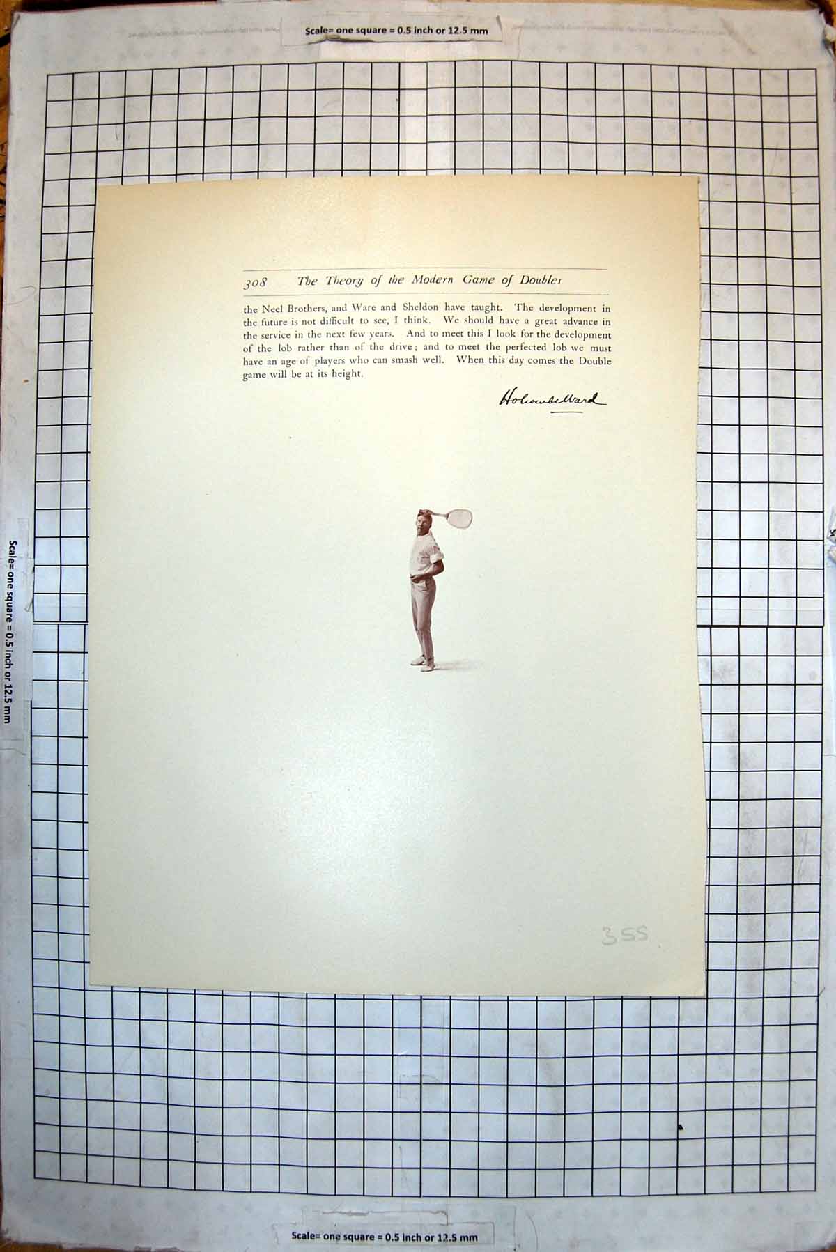Antique Old Print Theory Game Doubles Tennis New Defensive Position Servers