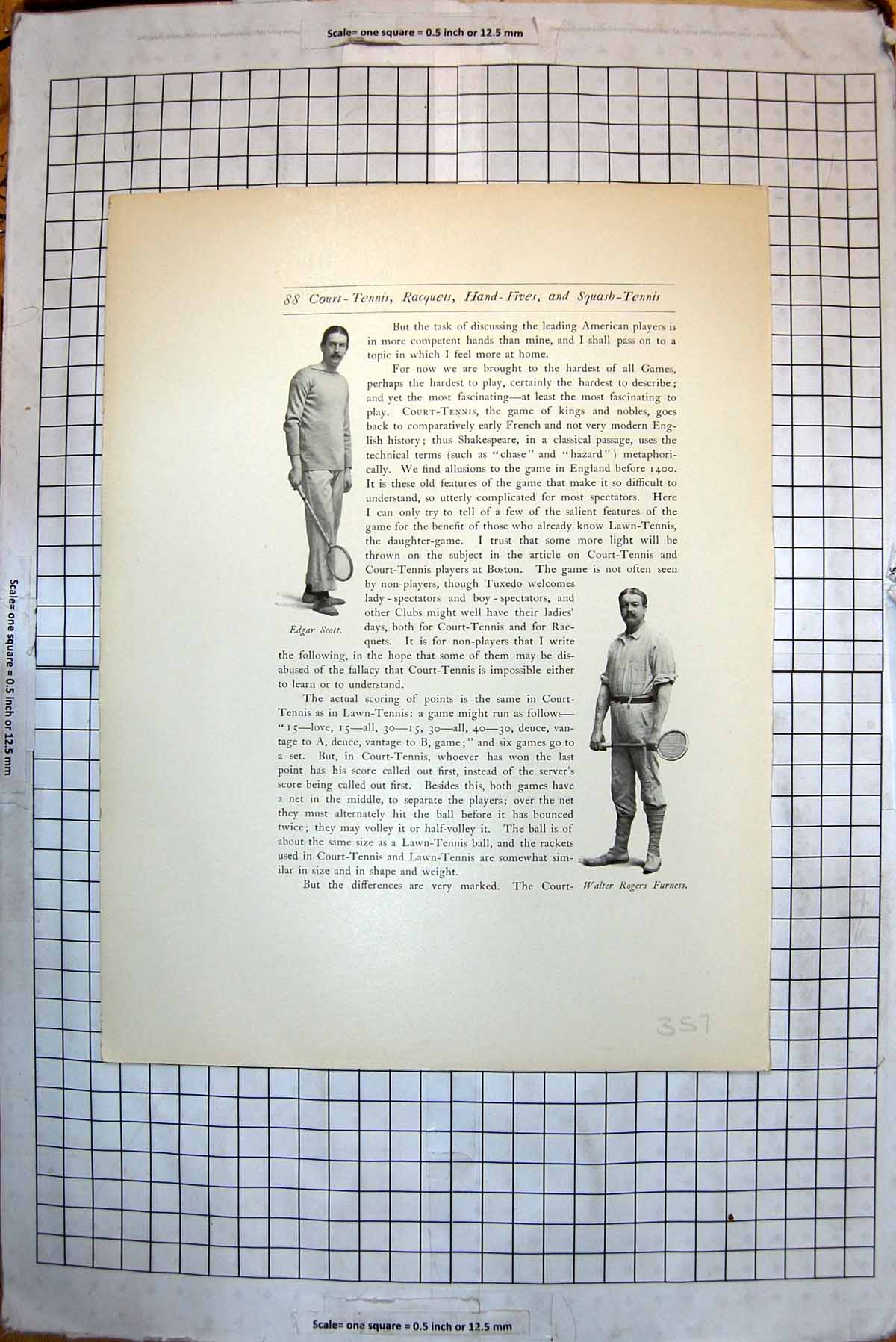 Old Antique Print Tennis Edgar Scott Walter Rogers Furness Robert G Shaw