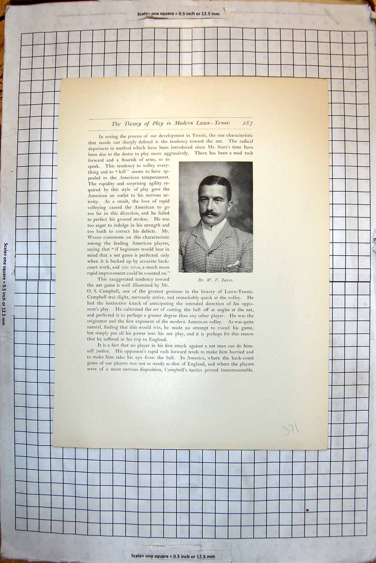 Antique Old Print Theory Play Modern Lawn Tennis Dr W V Eaves Clarence Hobart