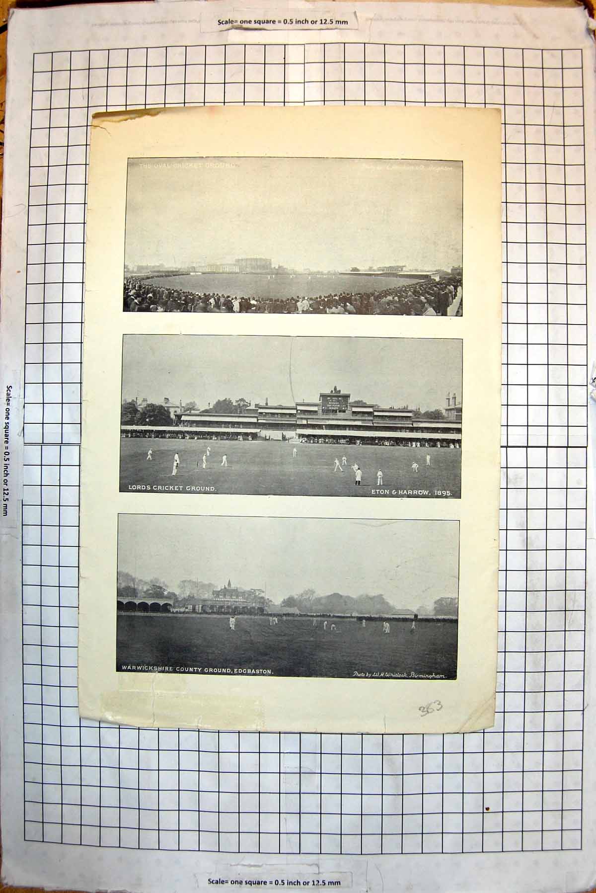 Old Antique Print Lords Ground Warwickshire Edgbaston C W Alcock Cricket
