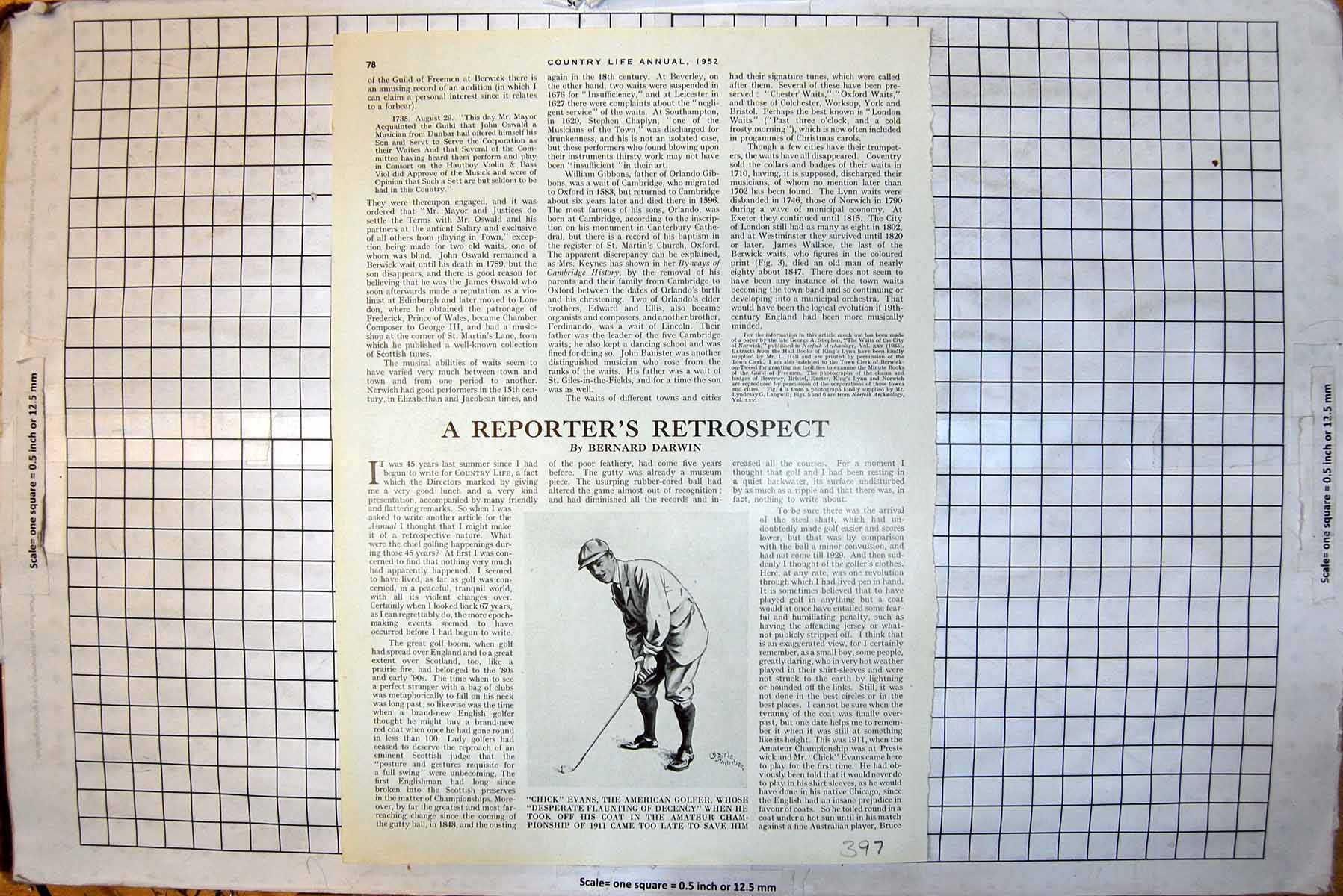 Antique Print Chick Evans Golfer Waits Badges Exeter King Lynn Bristol 1952