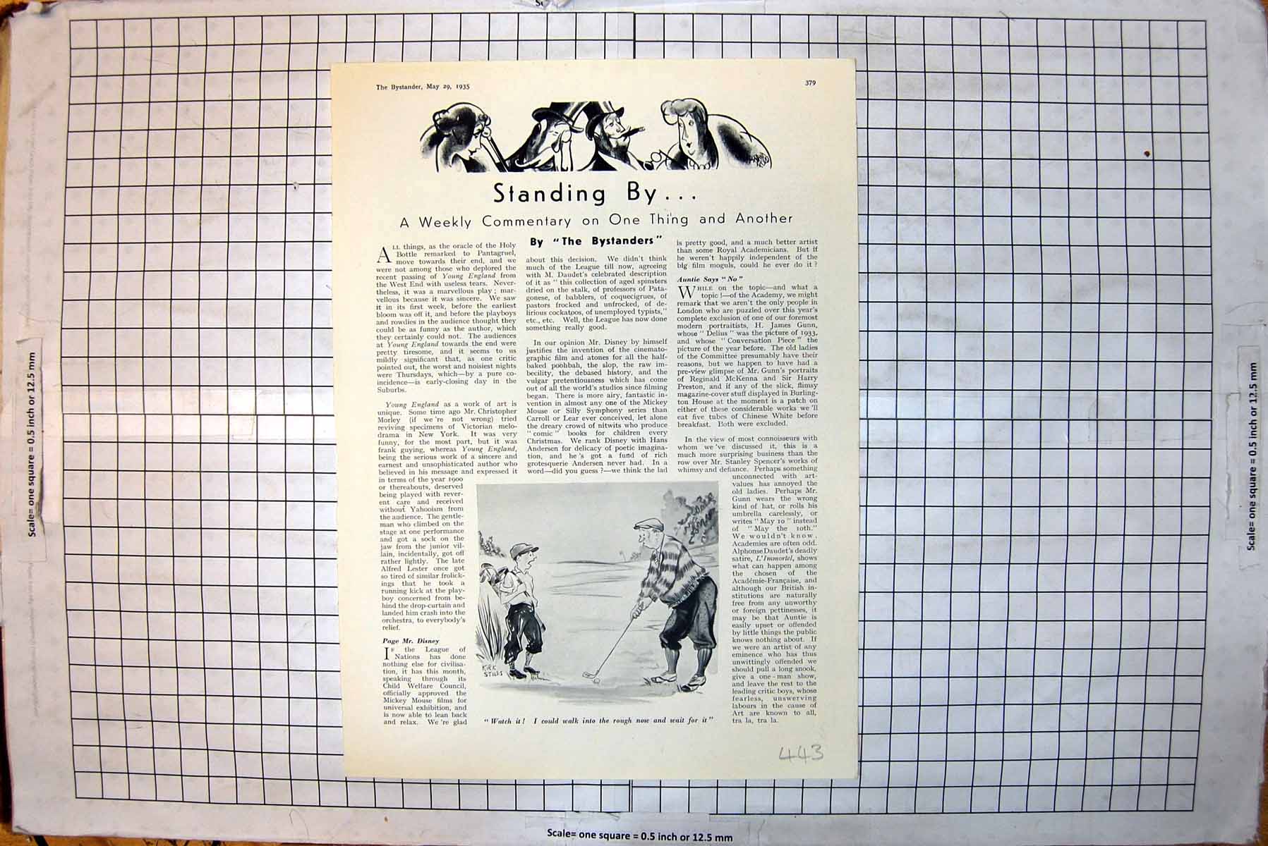 Old Print Standing By Bystanders Golf Policemen Tickling Lady Model 1935 20th