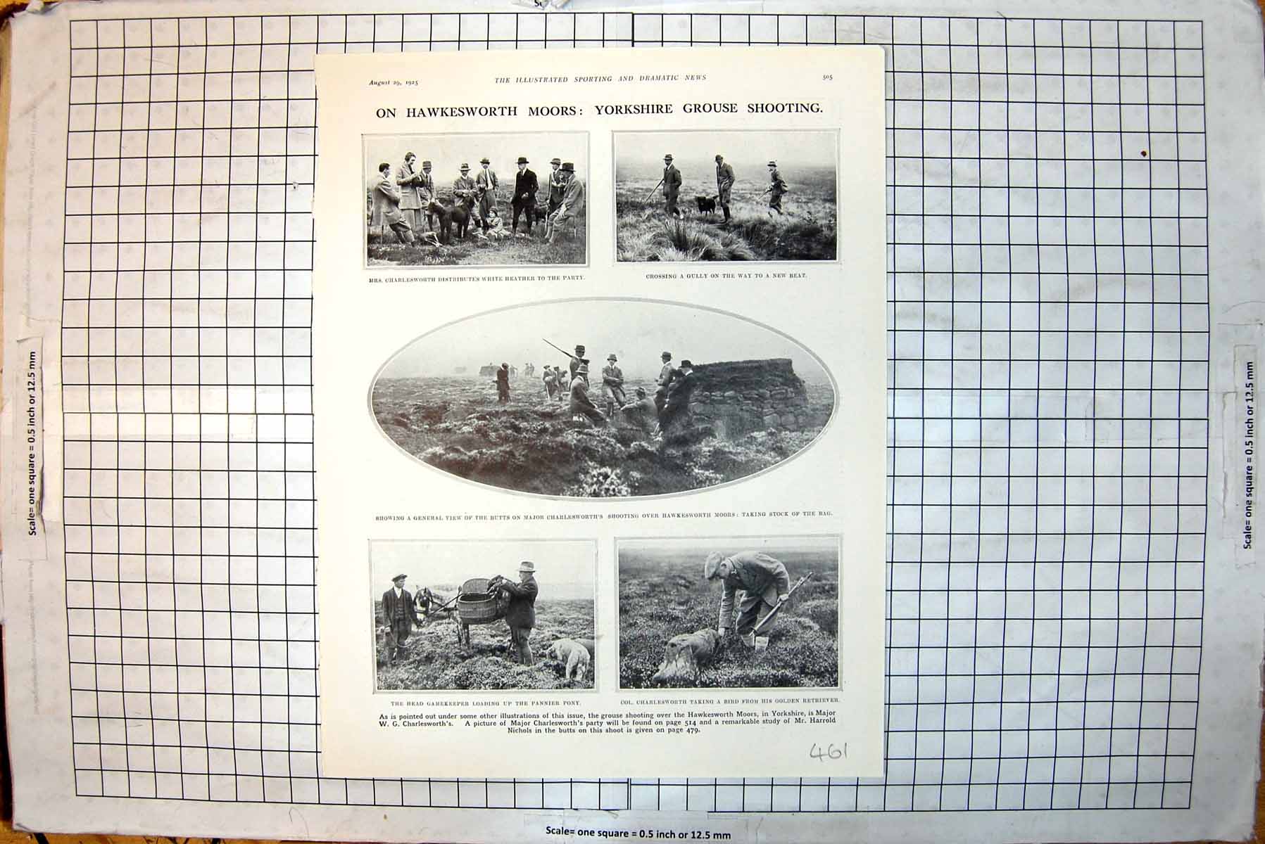Antique Old Print Hawkesworth Moors Yorkshire Grouse Shooting G Macaulay 1925