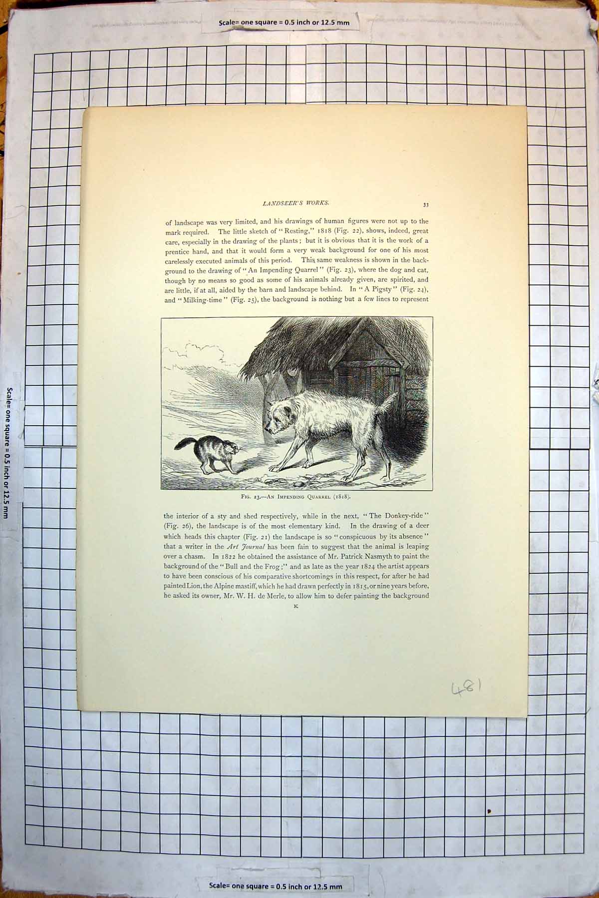 Original Old Antique Print Impending Quarrel Dog Cat 1818 Pigsty 1818 19th