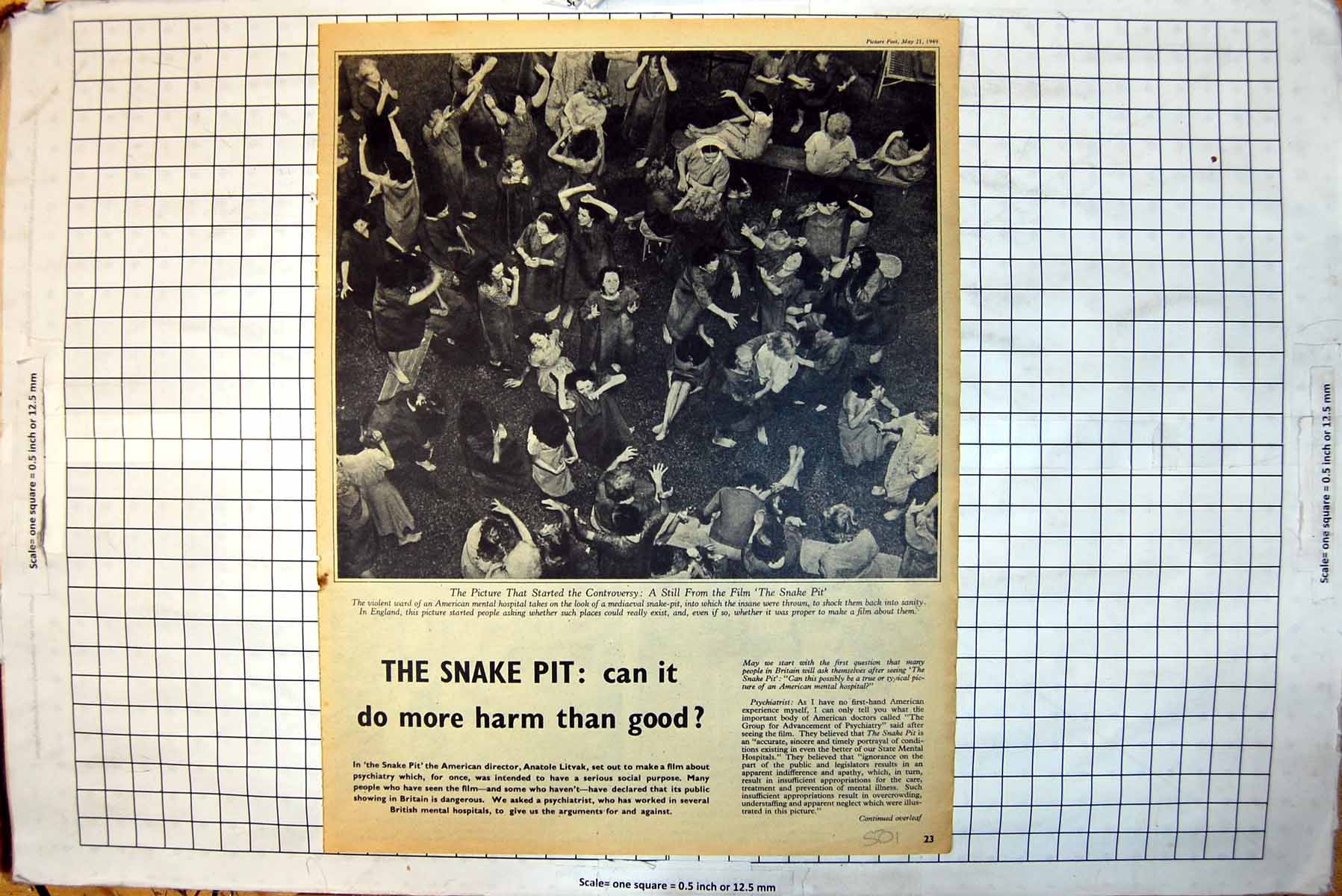 Antique Print 504 Snake Pit Do More Harm Good Film Psychiatry 1949Pages