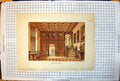 Original Old Antique Print Methley Hall Staircase Portraits Walls Table Chairs