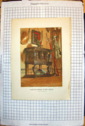 Old Antique Print Elizabethan Sideboard Or Court Cupboard Warwick Castle