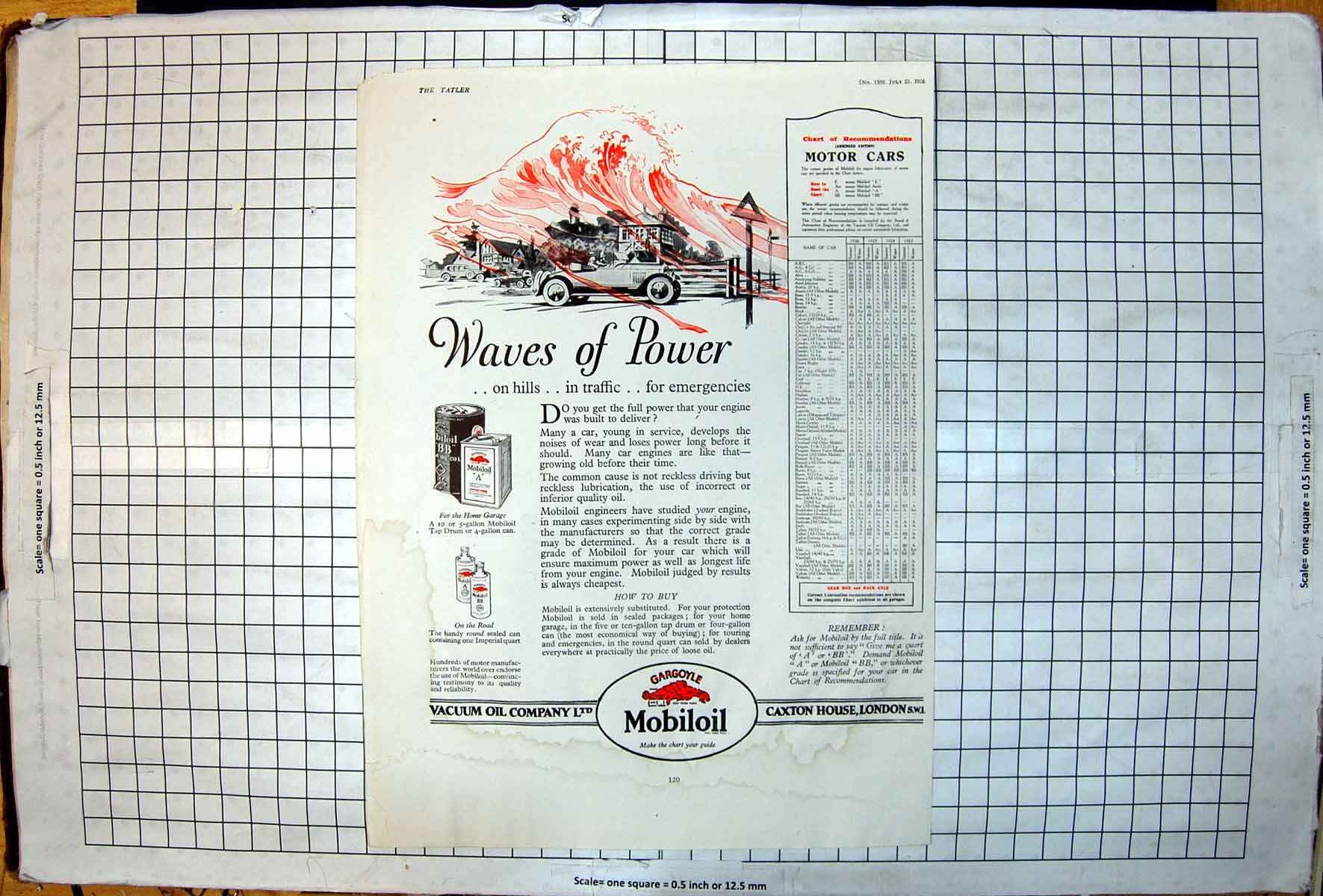 Original Old Vintage Print Mobiloil Waves Power Hills Traffic Emergencies 1926